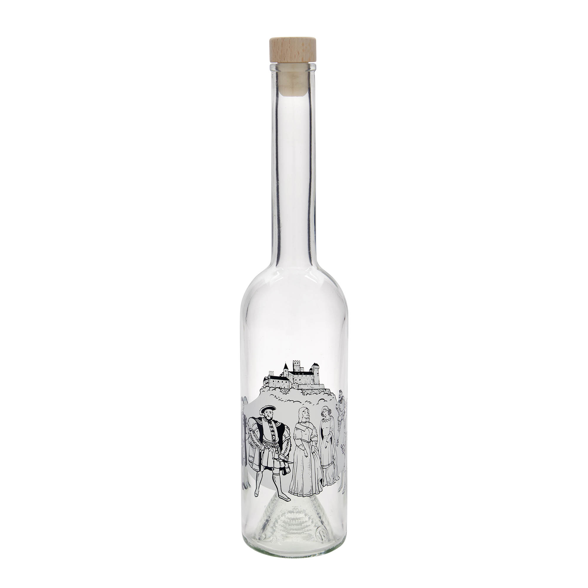 500 ml butelka szklana 'Opera', motyw: średniowiecze, korek