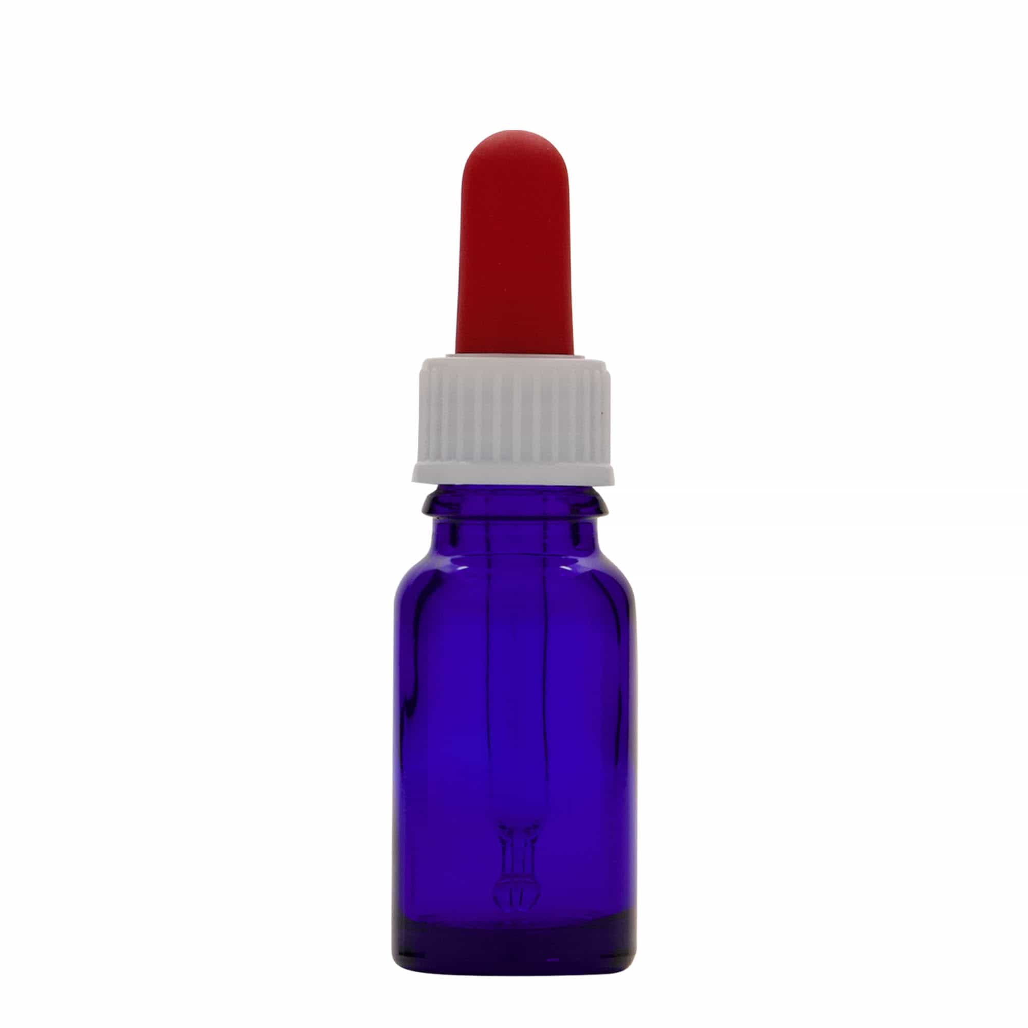 10 ml butelka z pipetą medyczną, szkło, królewski niebiesko-czerwony, szyjka: DIN 18