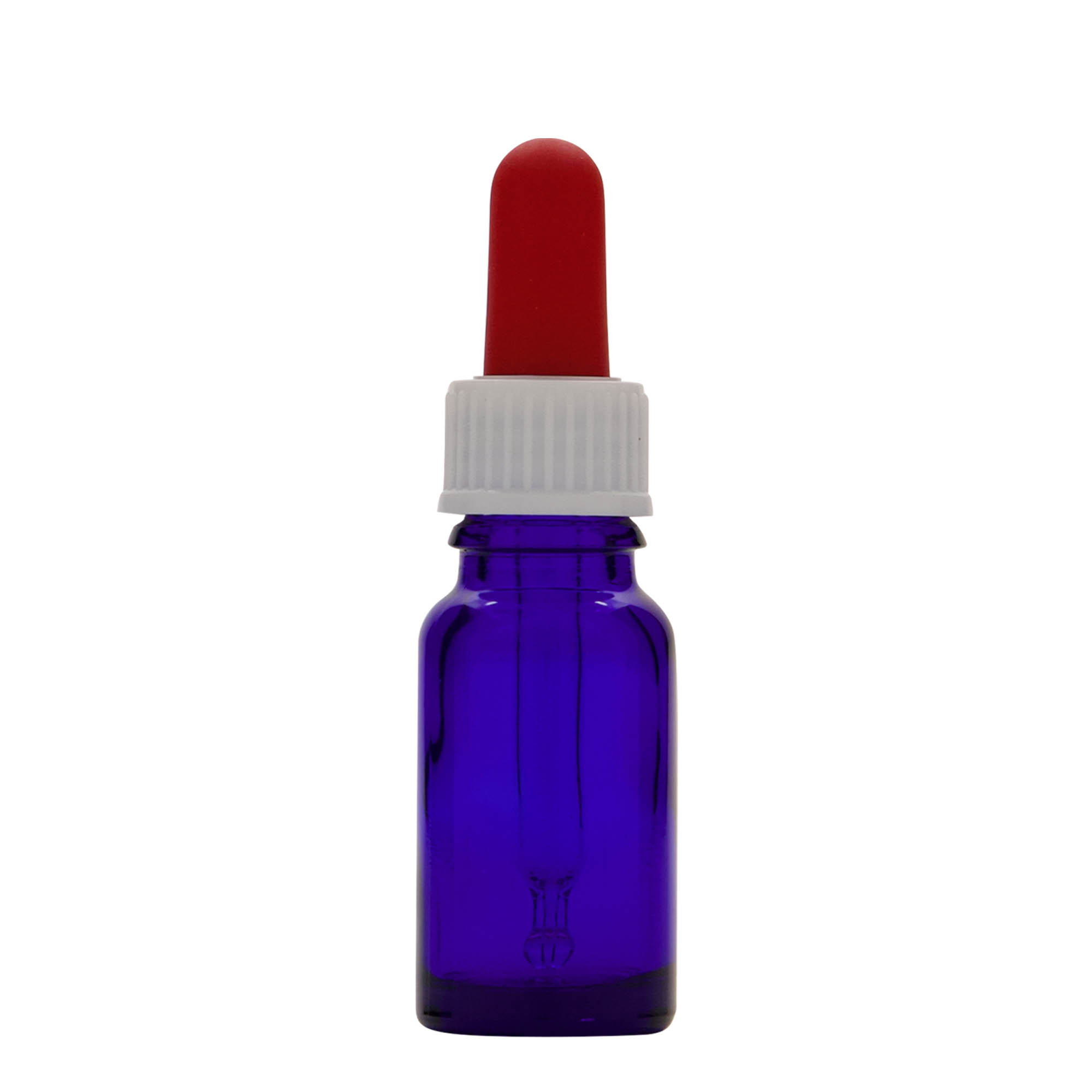 10 ml butelka z pipetą medyczną, szkło, królewski niebiesko-czerwony, szyjka: DIN 18