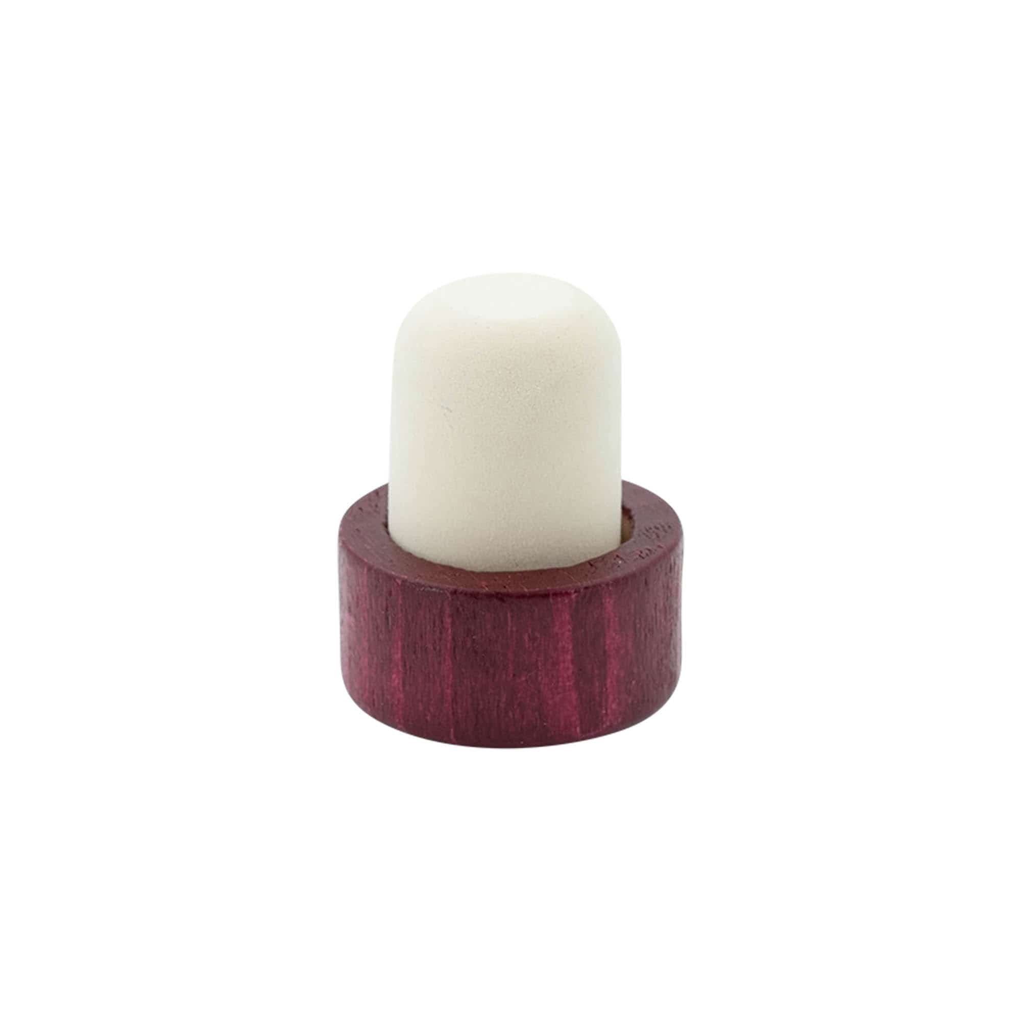 Korek do butelki z uchwytem 19 mm, drewno/plastik, bordowy, do otworu: korek