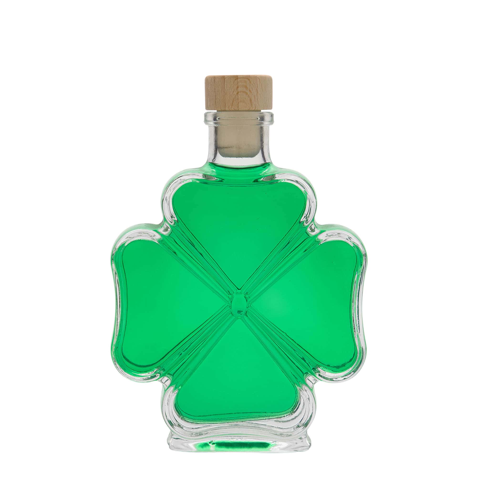 200 ml butelka szklana 'Liść koniczyny', zamknięcie: korek