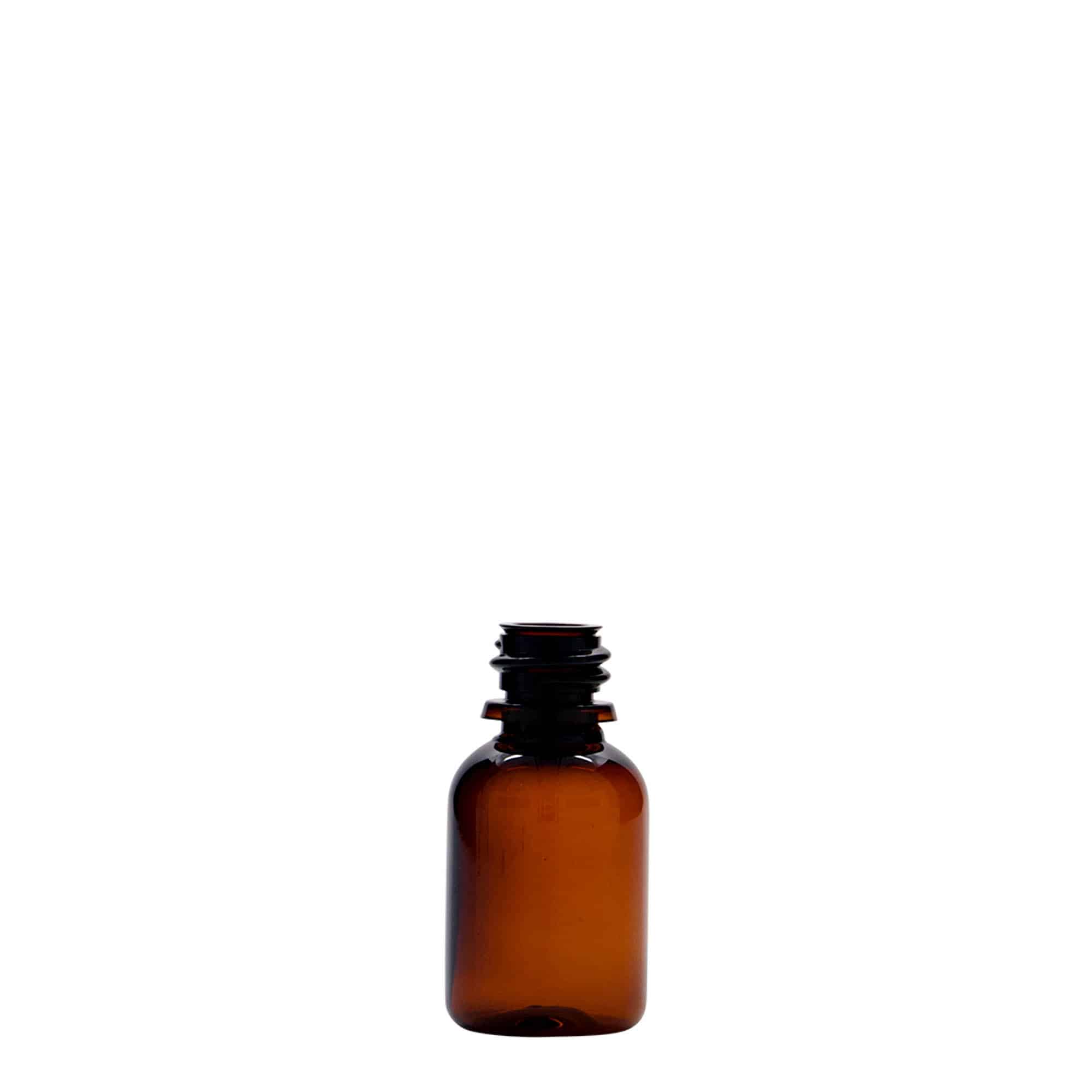 20 ml butelka farmaceutyczna PET 'Easy Living', kolor brązowy, tworzywo sztuczne, zamknięcie: DIN 18