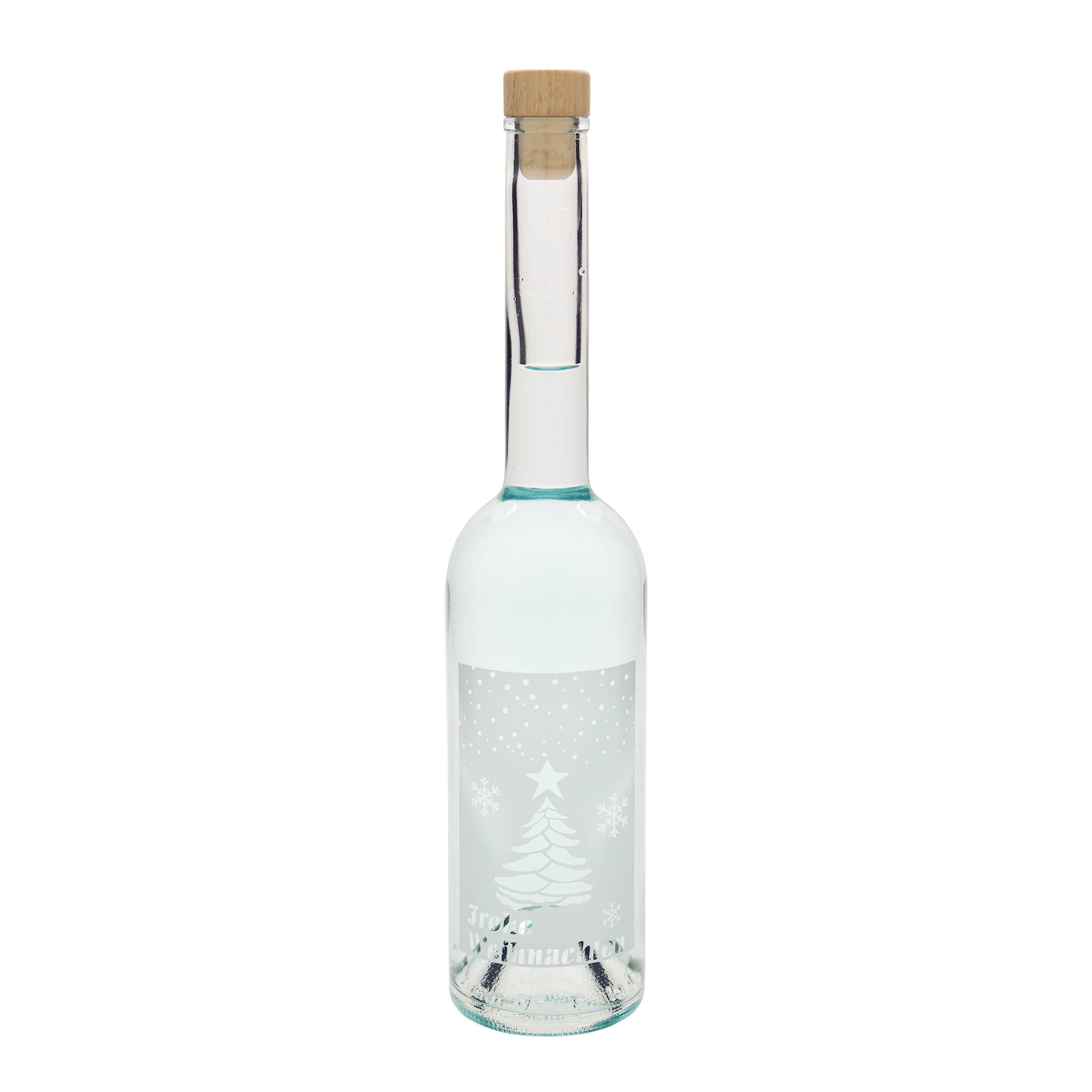 500 ml butelka szklana 'Opera', motyw: Białe Święta, szyjka: korek 500 ml butelka szklana 'Opera', motyw: Białe Święta, szyjka: korek