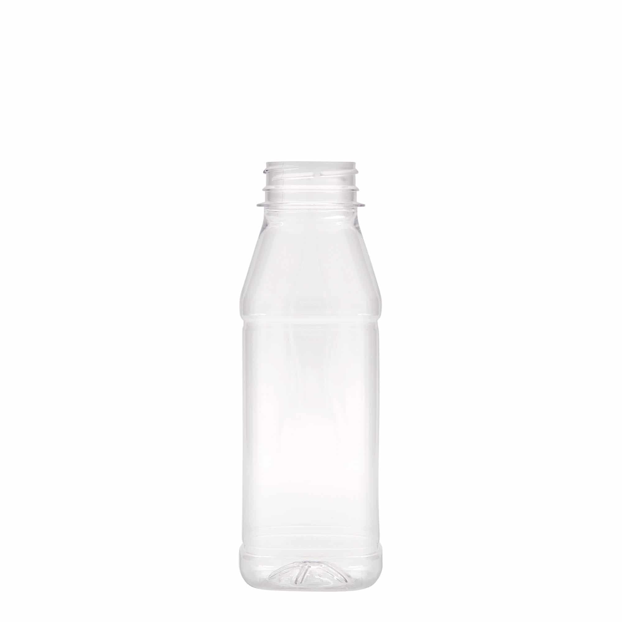 330 ml butelka PET 'Milk and Juice Carre', kwadratowa, tworzywo sztuczne, zamknięcie: 38 mm 330 ml butelka PET 'Milk and Juice Carre', kwadratowa, tworzywo sztuczne, zamknięcie: 38 mm