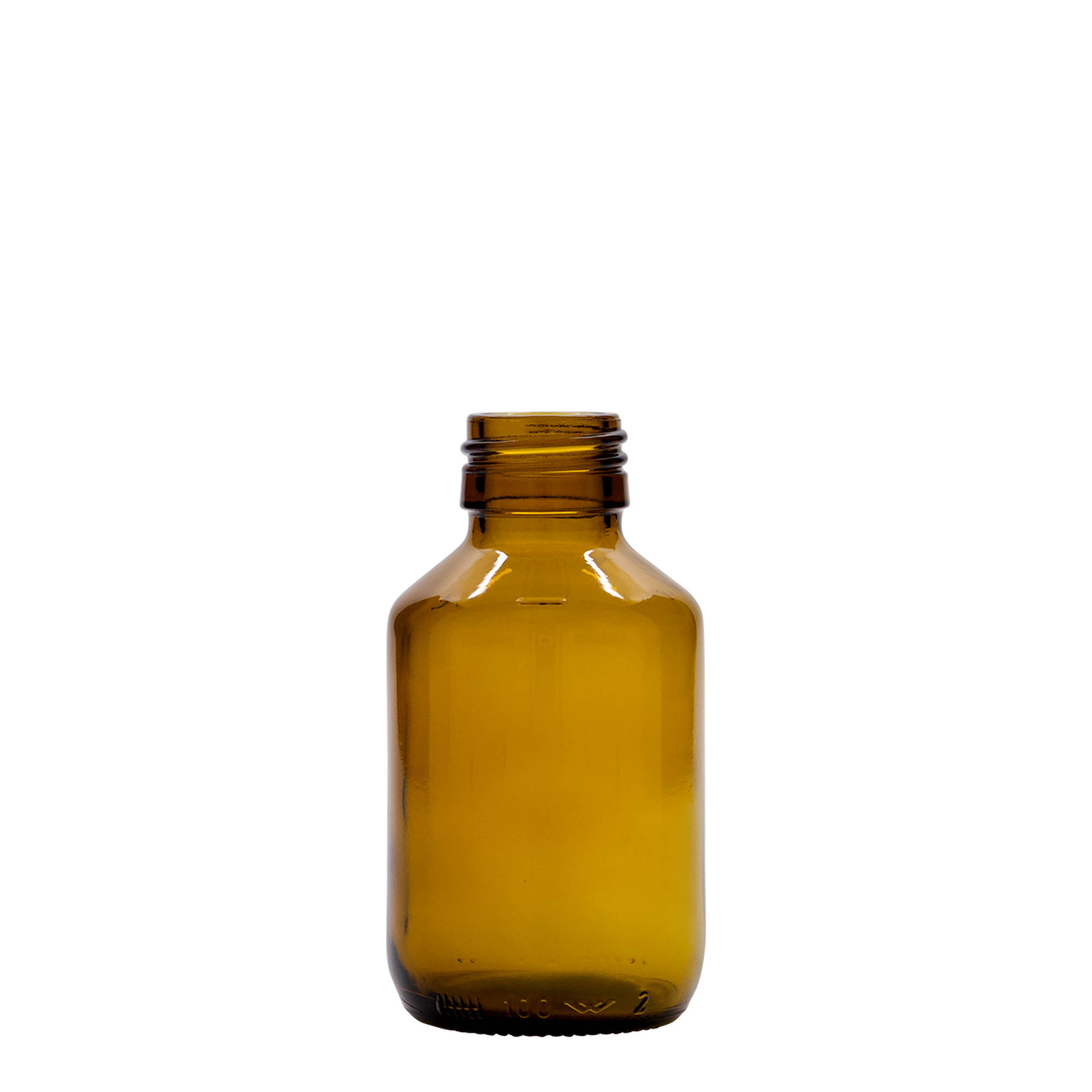 100 ml butelka medyczna, brązowa, szkło, gwint: PP 28 100 ml butelka medyczna, brązowa, szkło, gwint: PP 28