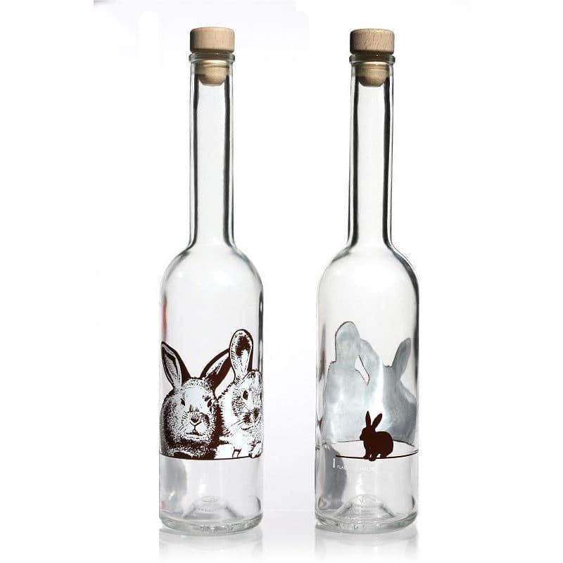 500 ml butelka szklana 'Opera', wzór: królik, zamknięcie: korek