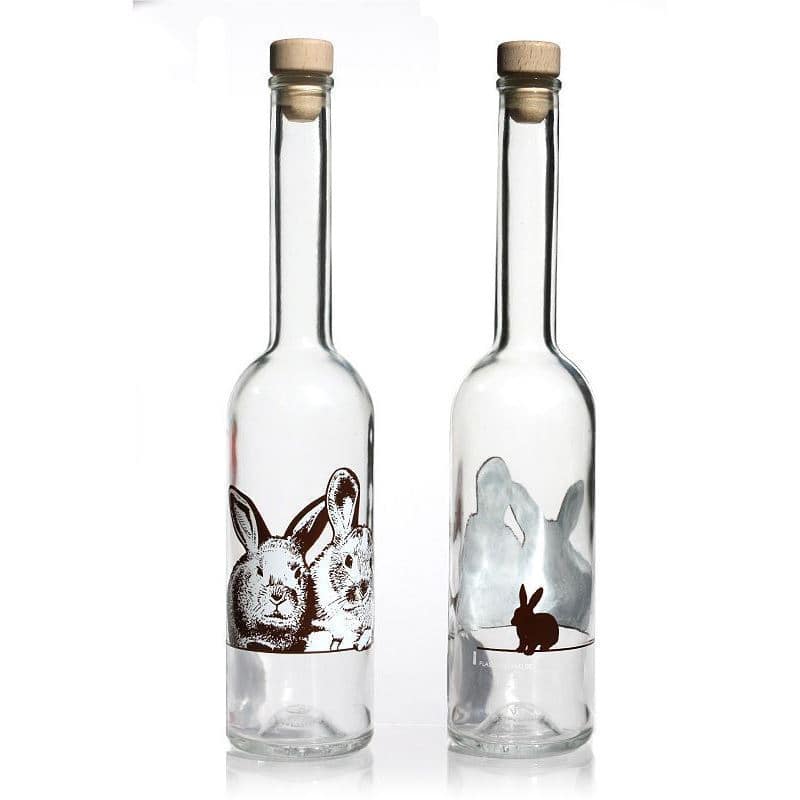 500 ml butelka szklana 'Opera', wzór: królik, zamknięcie: korek 500 ml butelka szklana 'Opera', wzór: królik, zamknięcie: korek