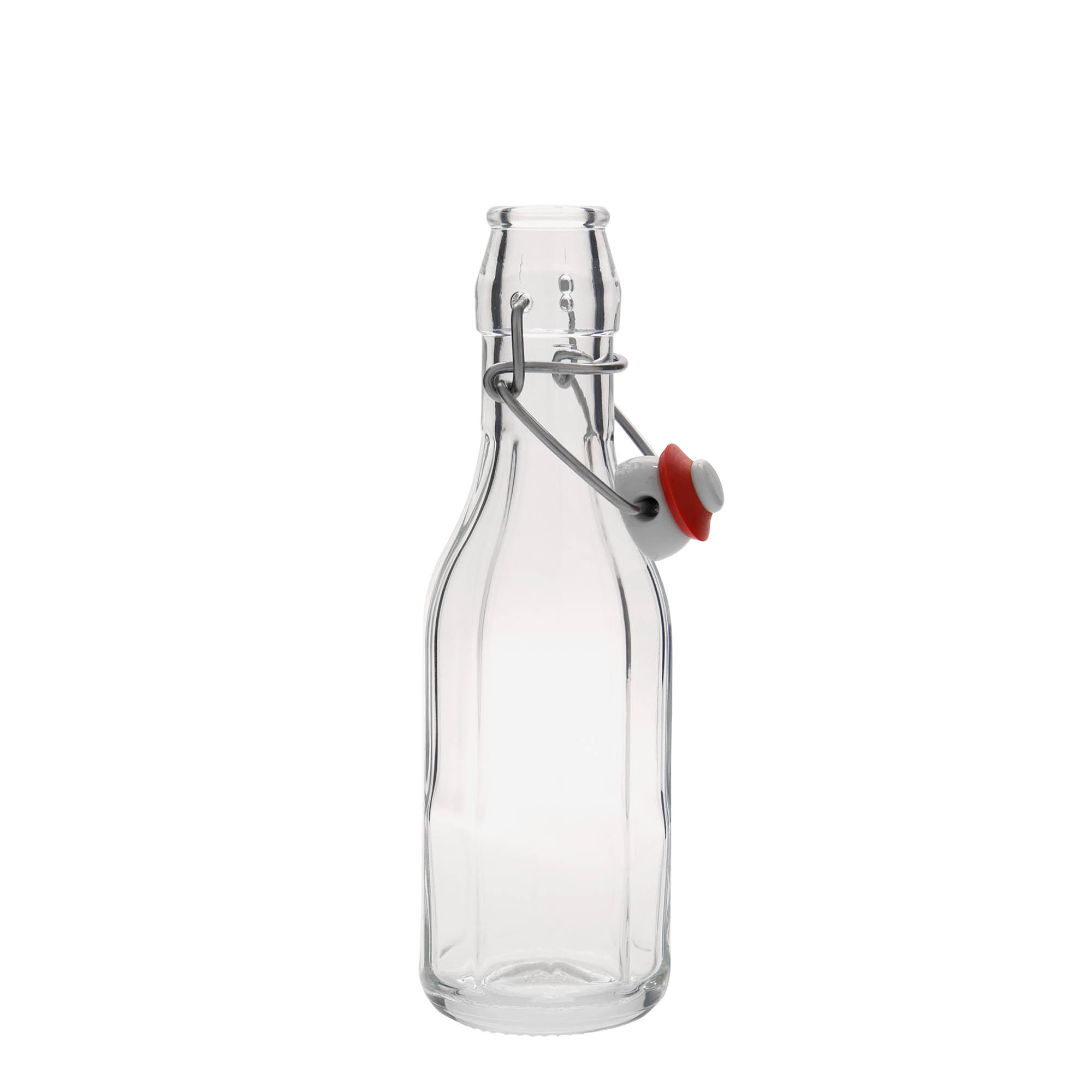 250 ml butelka szklana 'Bravo', dziesięciokątna, otwór: zamknięcie na klamrę