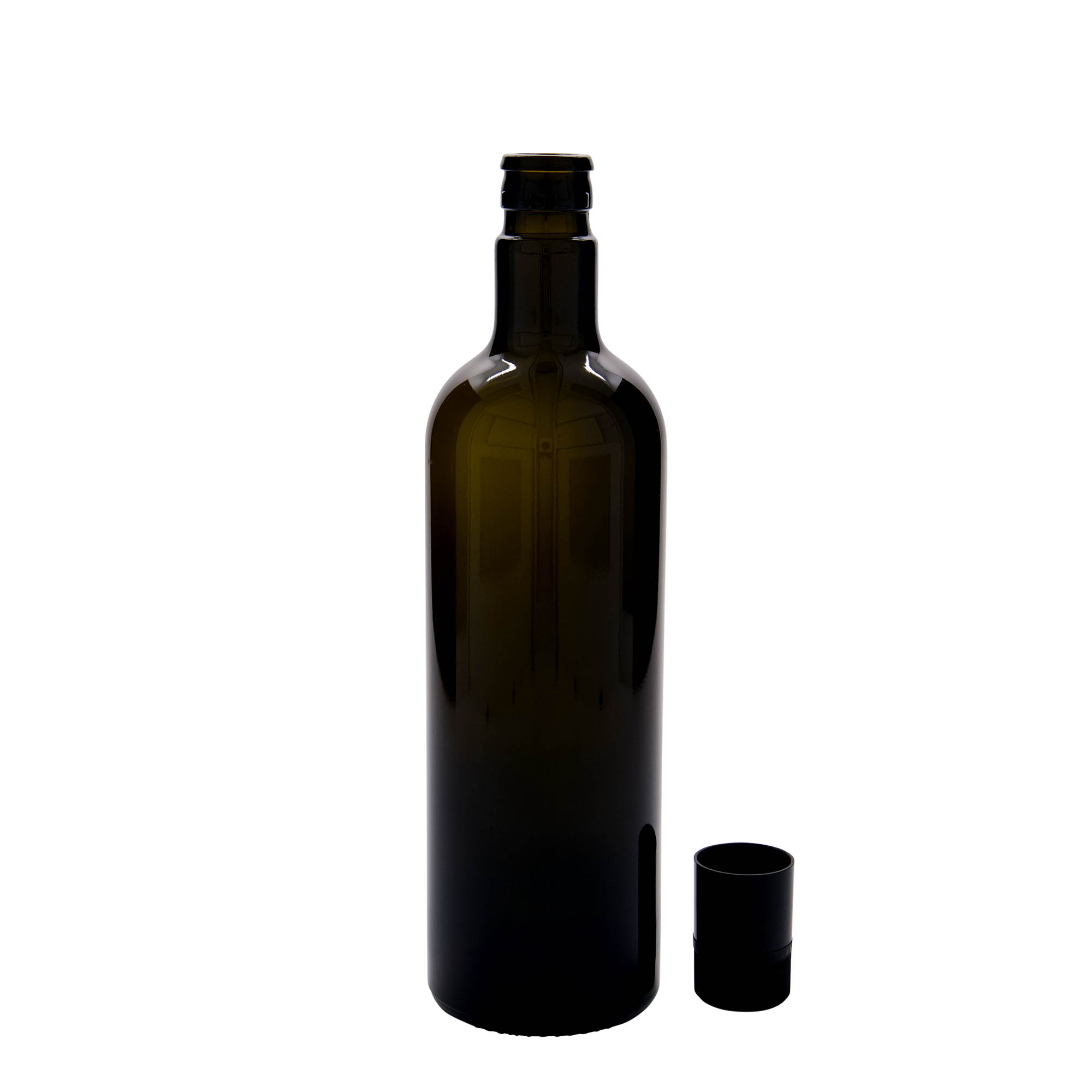 750 ml butelka na ocet/olej 'Willy New', szkło, antyczny zielony, szyjka: DOP