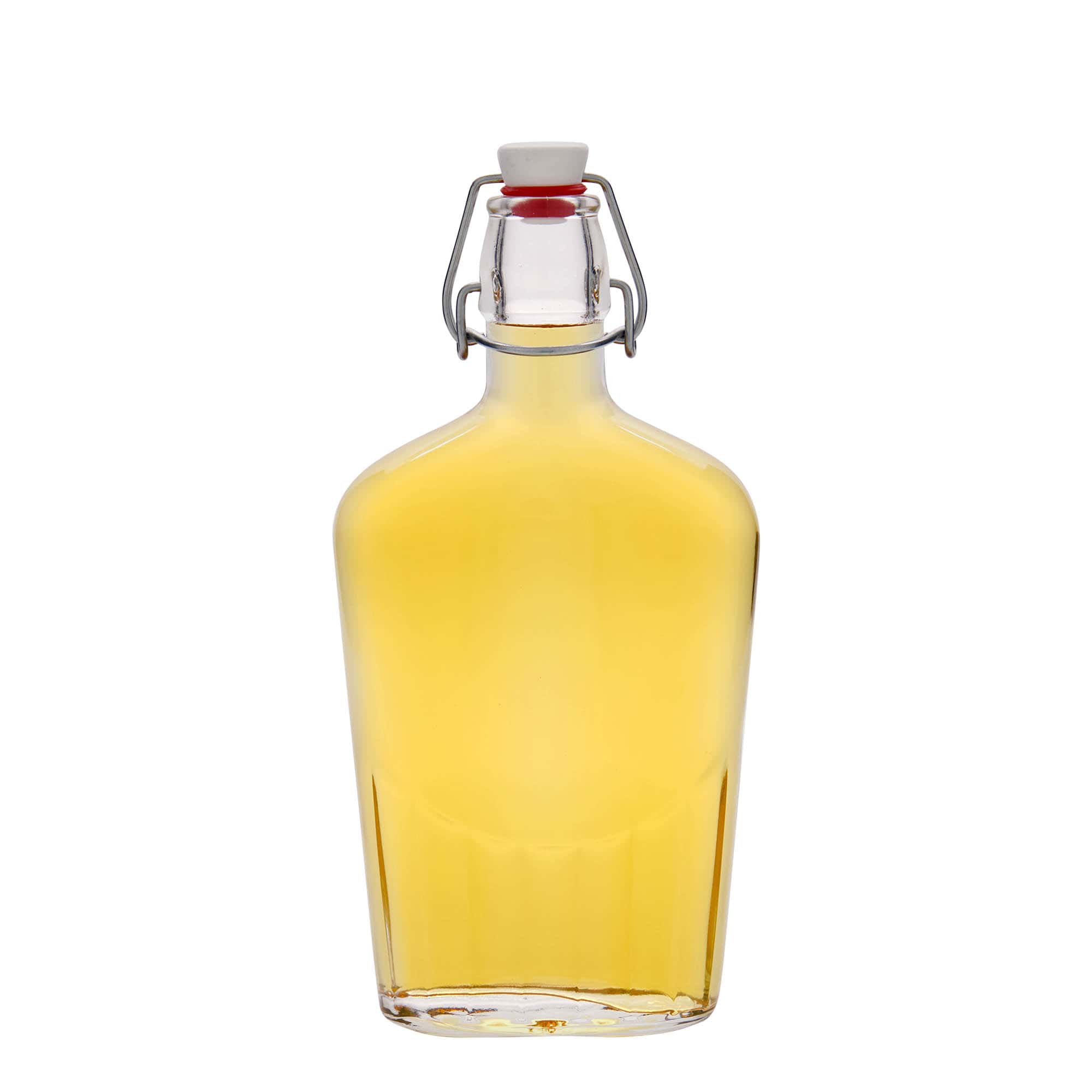 500 ml butelka szklana 'Fiaschetta', owalna, zamknięcie: Zamknięcie pałąkowe