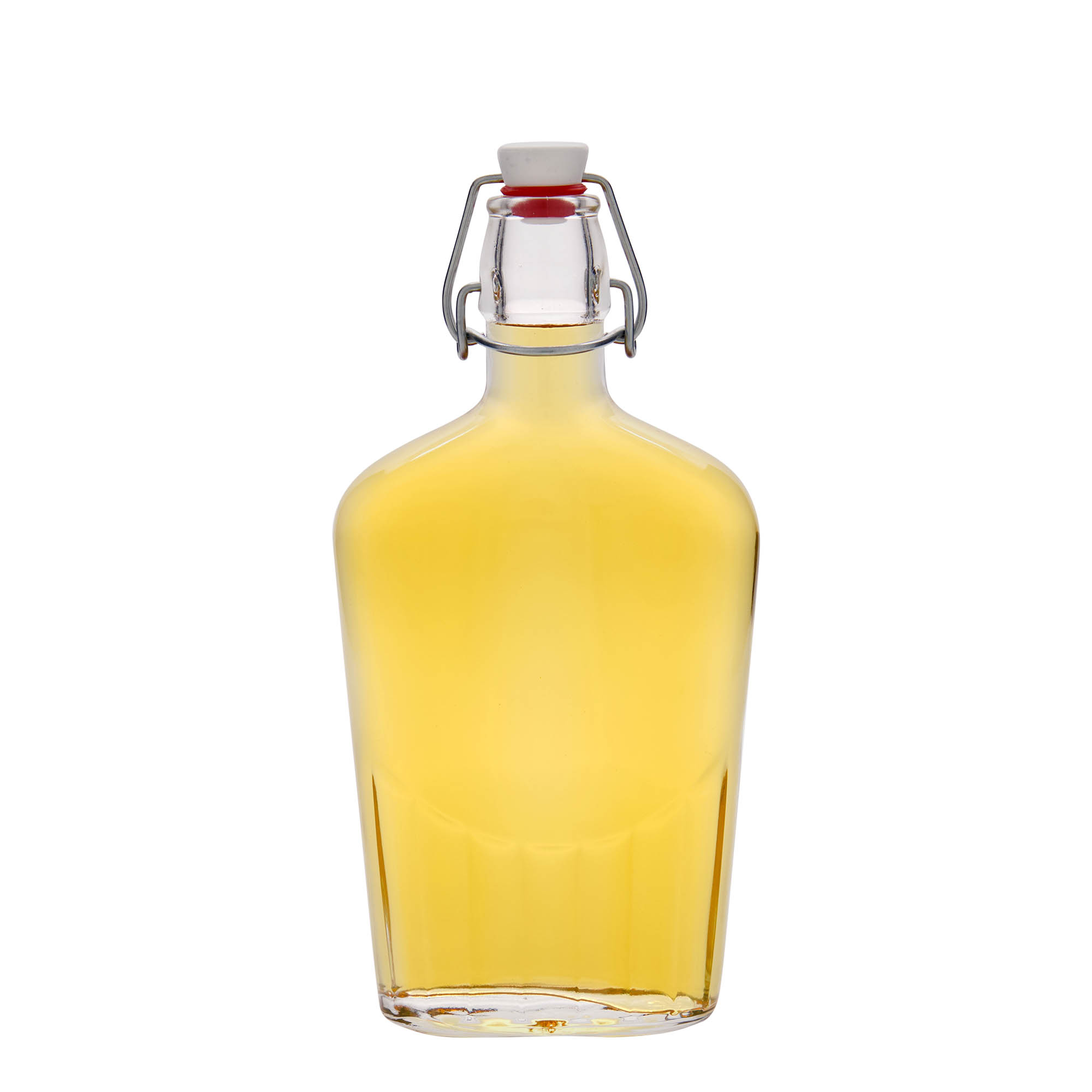 500 ml butelka szklana 'Fiaschetta', owalna, zamknięcie: Zamknięcie pałąkowe