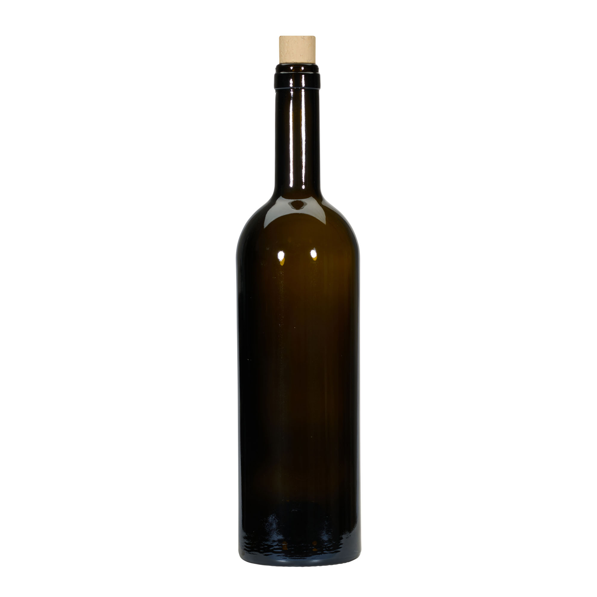 750 ml butelka na wino 'Golia', antyczna zieleń, szyjka: korek
