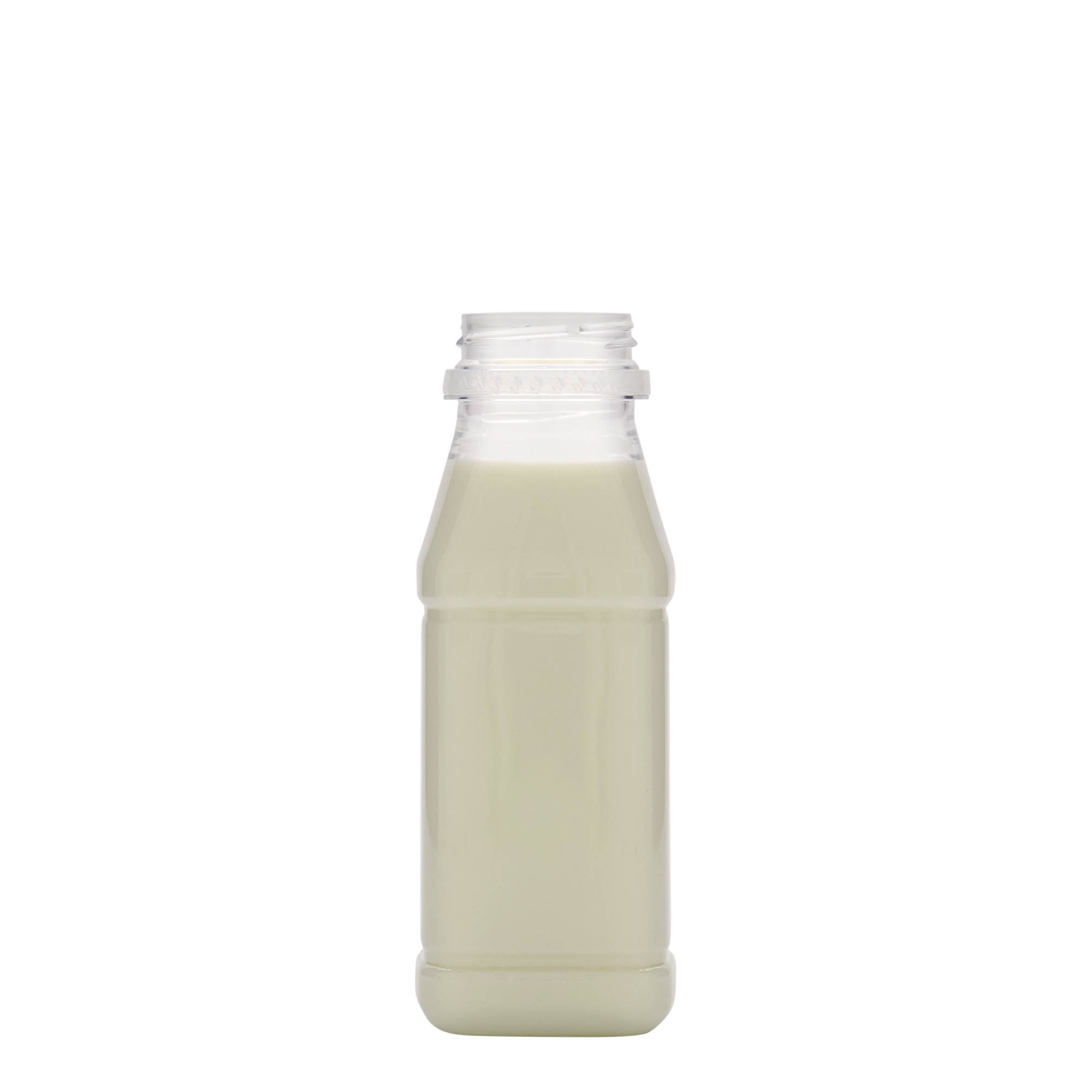 250 ml butelka PET 'Milk and Juice Carre', kwadratowa, tworzywo sztuczne, zamknięcie: 38 mm