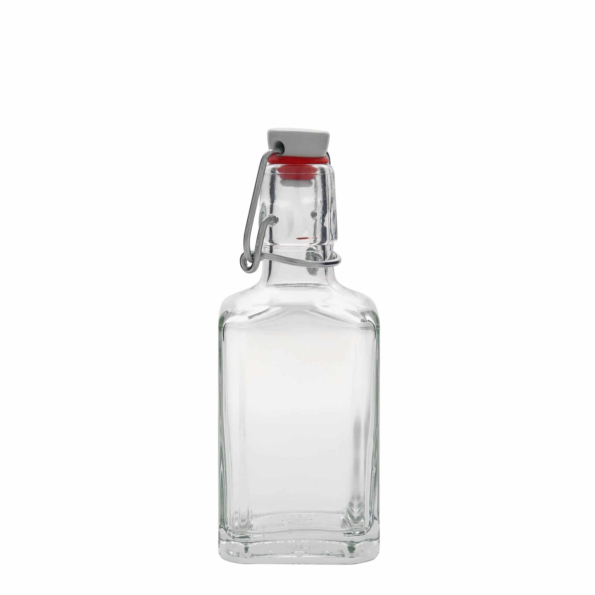 250 ml butelka szklana 'Rialto', kwadratowa, zamknięcie: Zamknięcie pałąkowe