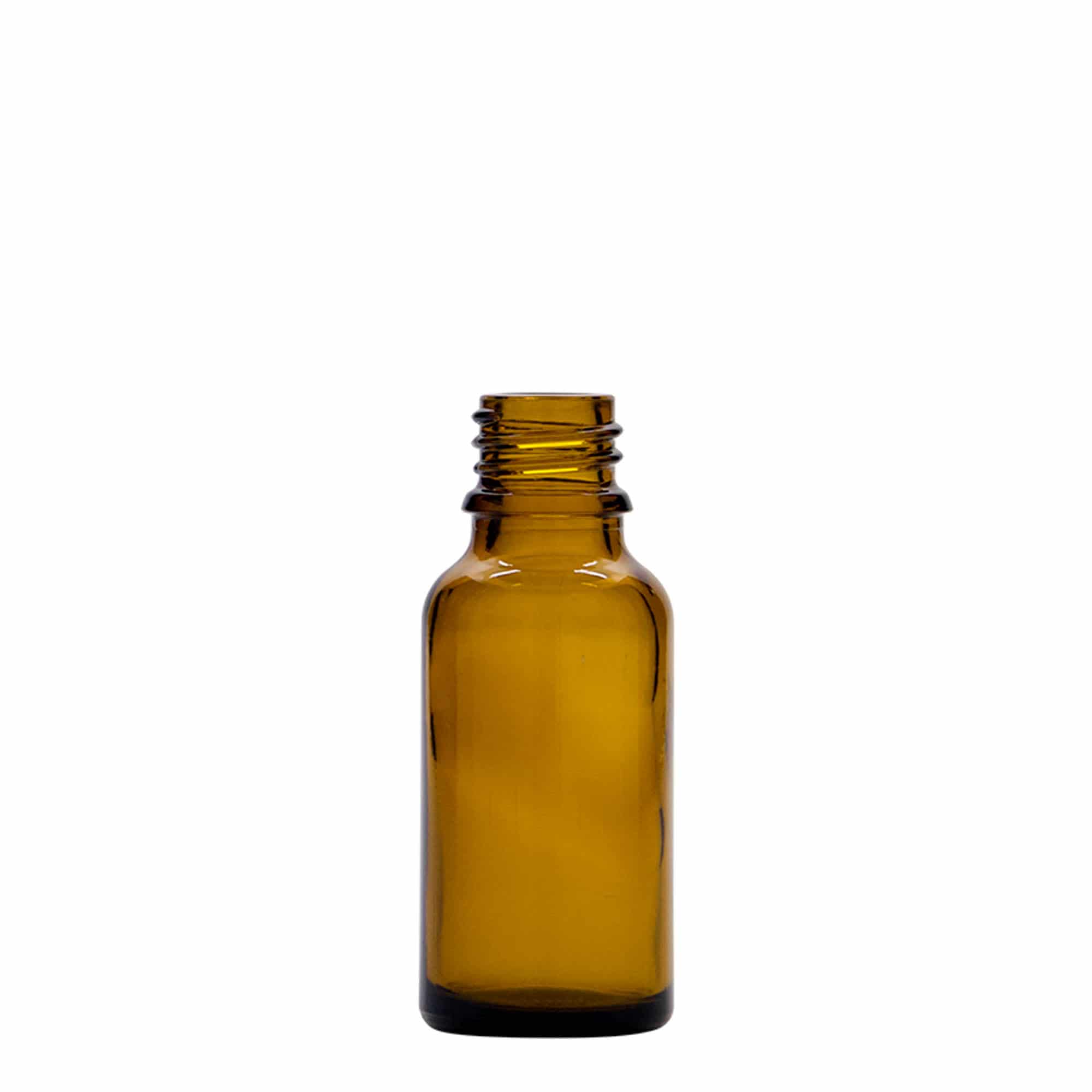 20 ml butelka z pipetą, medyczna, szkło, brązowa, gwint: DIN 18 20 ml butelka z pipetą, medyczna, szkło, brązowa, gwint: DIN 18