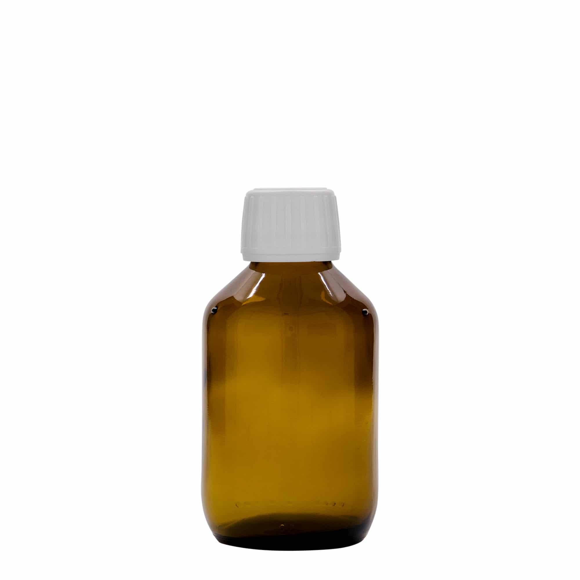150 ml butelka farmaceutyczna, kolor brązowy, szkło, zamknięcie: PP 28