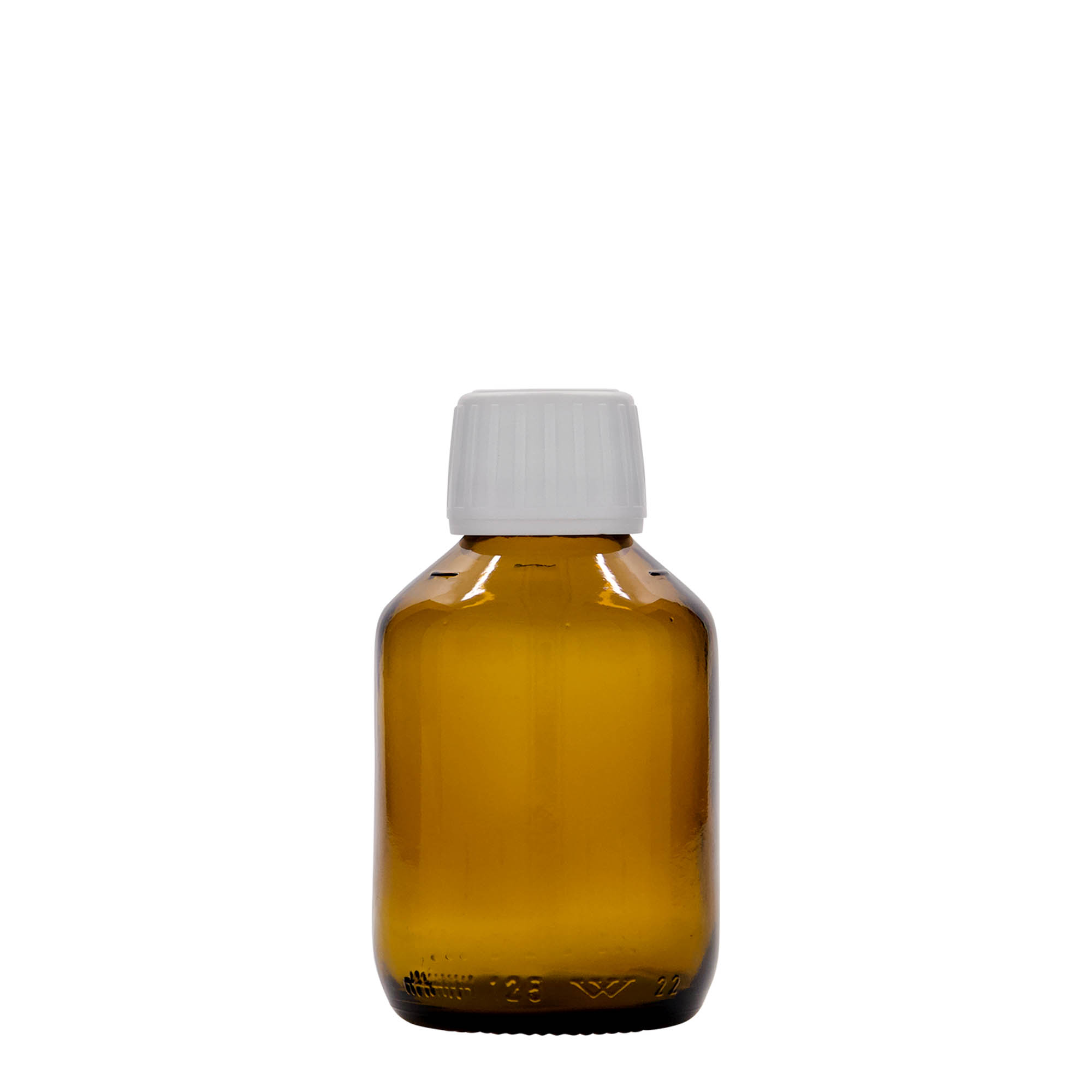 125 ml butelka medyczna, brązowa, szkło, szyjka: PP 28