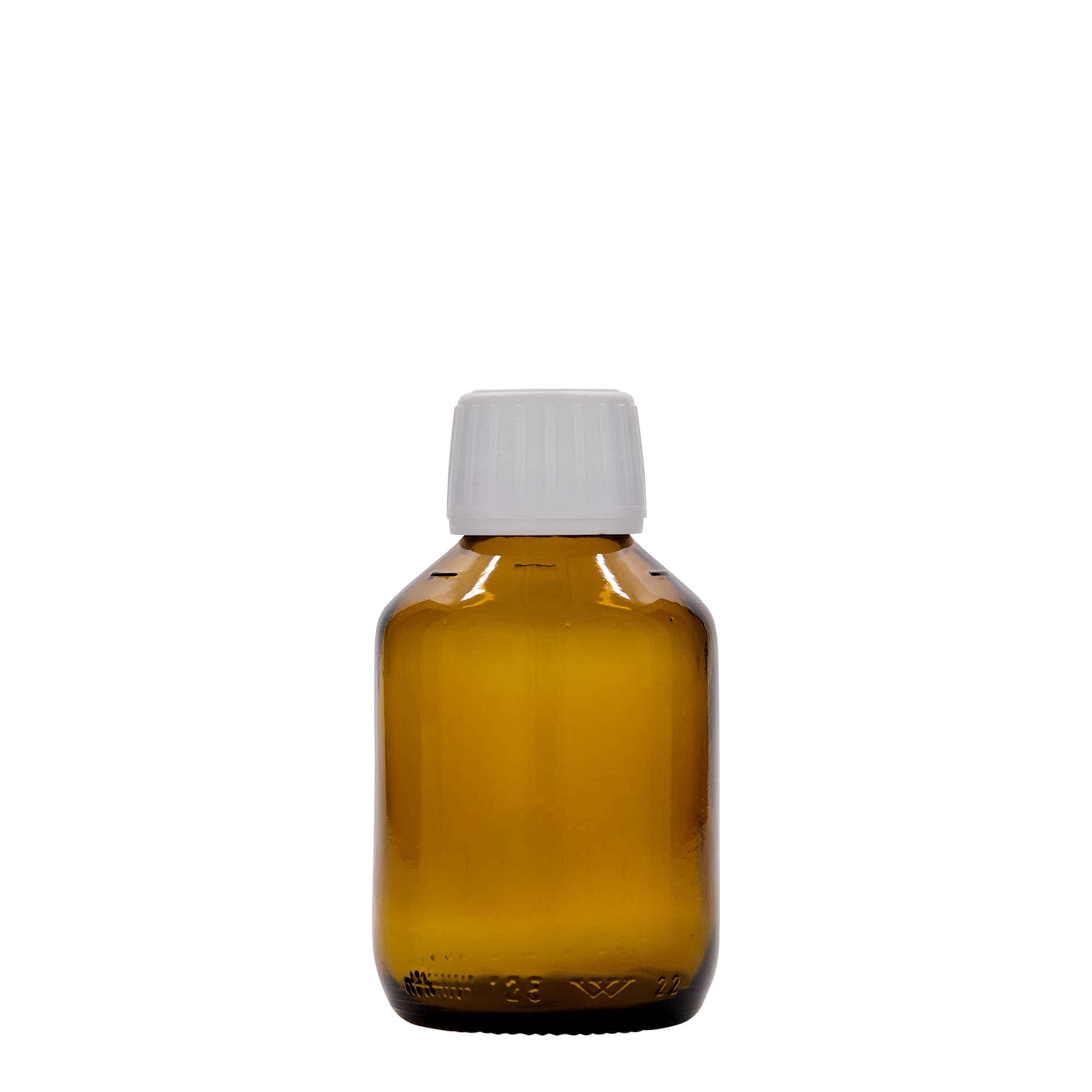 125 ml butelka medyczna, brązowa, szkło, szyjka: PP 28