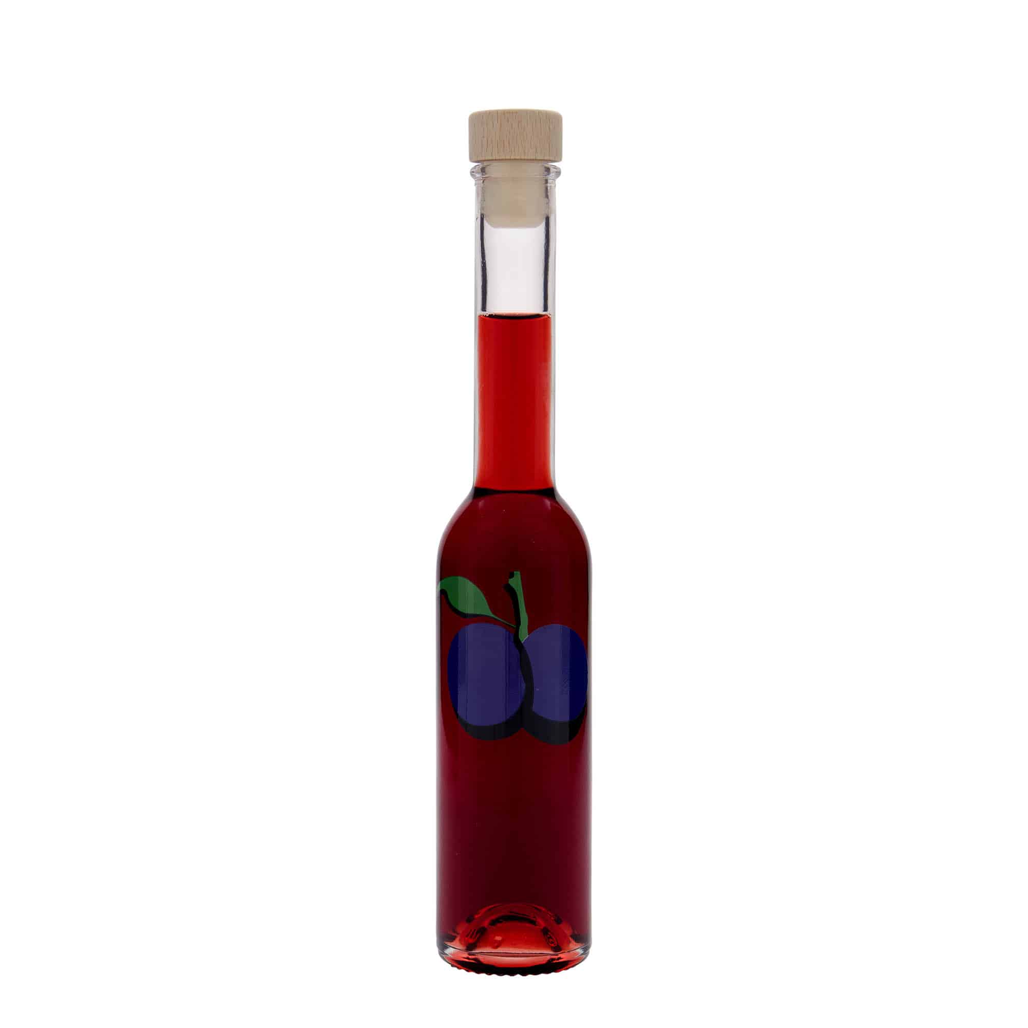 200 ml szklana butelka „Opera”, motyw: śliwka, szyjka: korek
