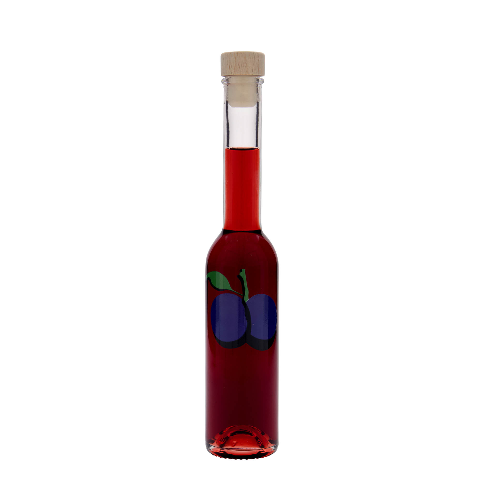 200 ml szklana butelka „Opera”, motyw: śliwka, szyjka: korek