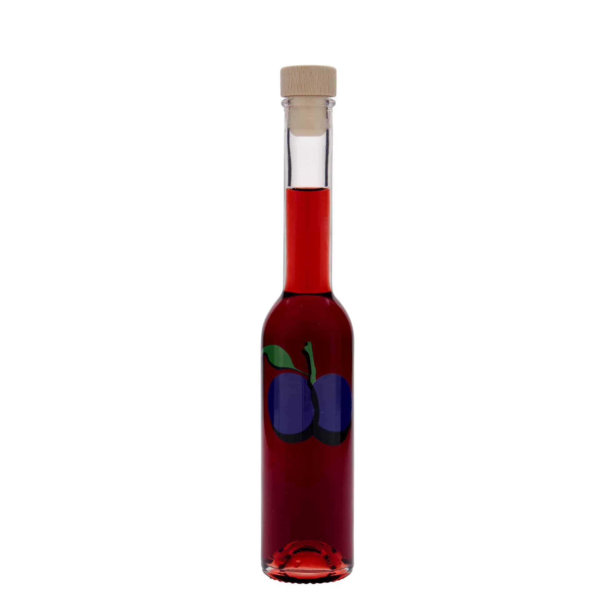 200 ml szklana butelka „Opera”, motyw: śliwka, szyjka: korek