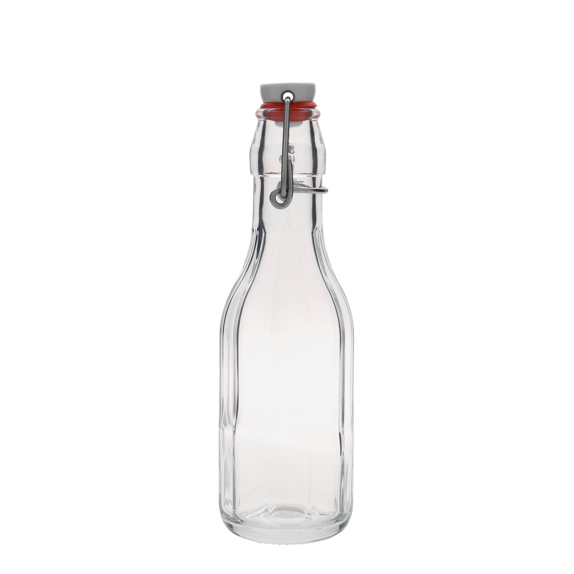 250 ml butelka szklana 'Bravo', dziesięciokątna, otwór: zamknięcie na klamrę