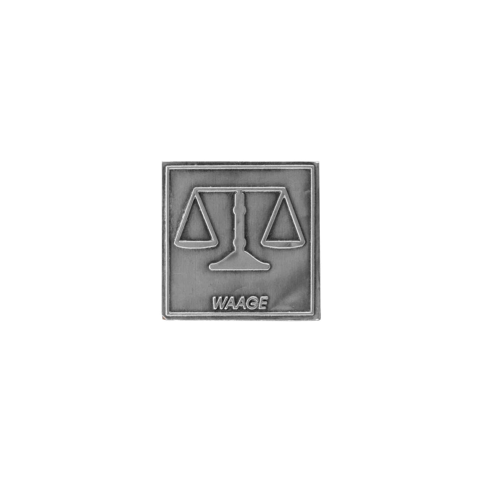 Etykieta cynowa 'Waga', kwadratowa, metal, kolor srebrny