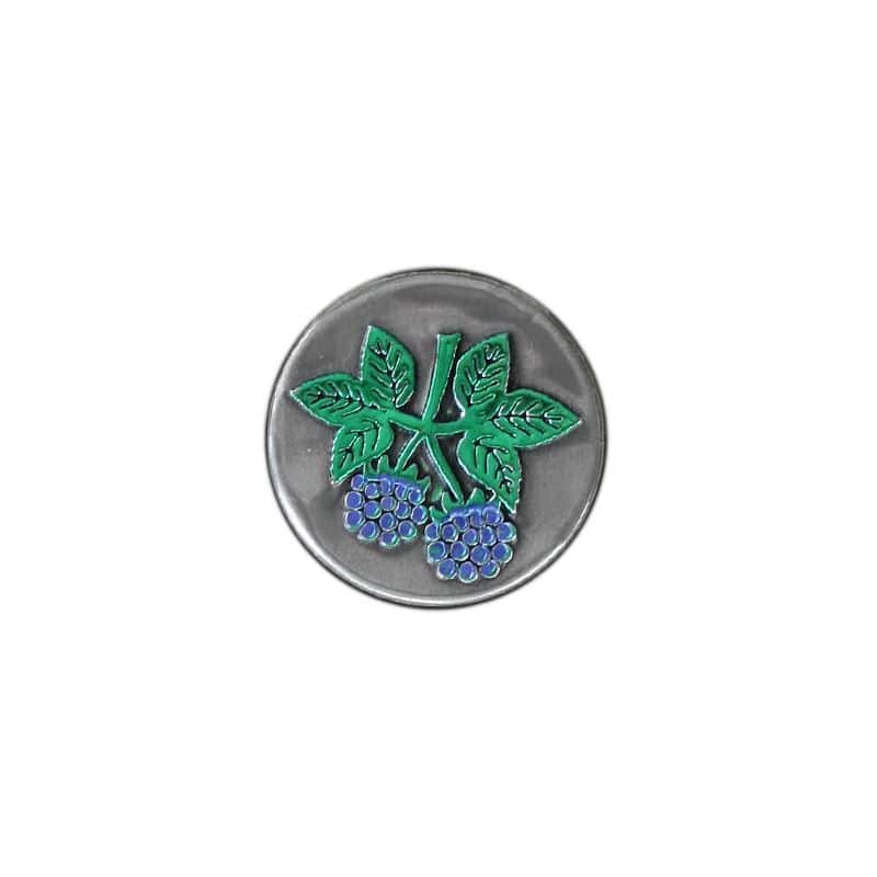 Etykieta cynowa 'Jeżyna', okrągła, metal, kolor srebrny Etykieta cynowa 'Jeżyna', okrągła, metal, kolor srebrny