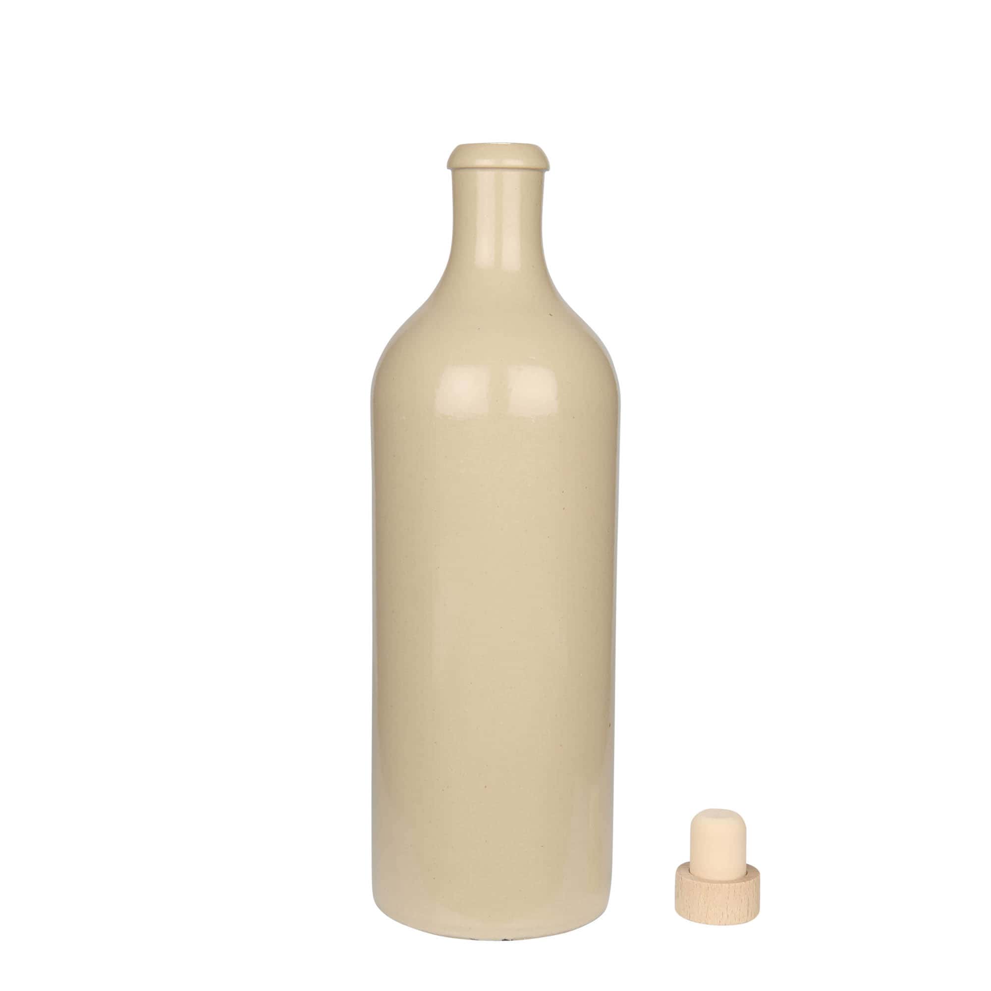 750 ml dzban ceramiczny, kamionka, beżowy, otwór: korek