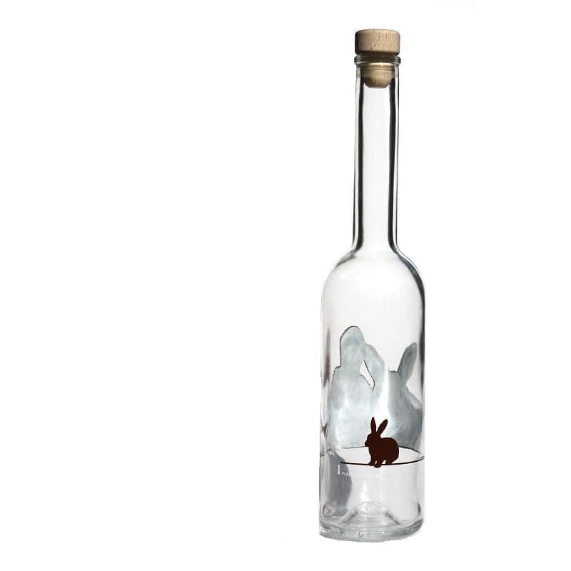 500 ml butelka szklana 'Opera', motyw: królik, szyjka: korek