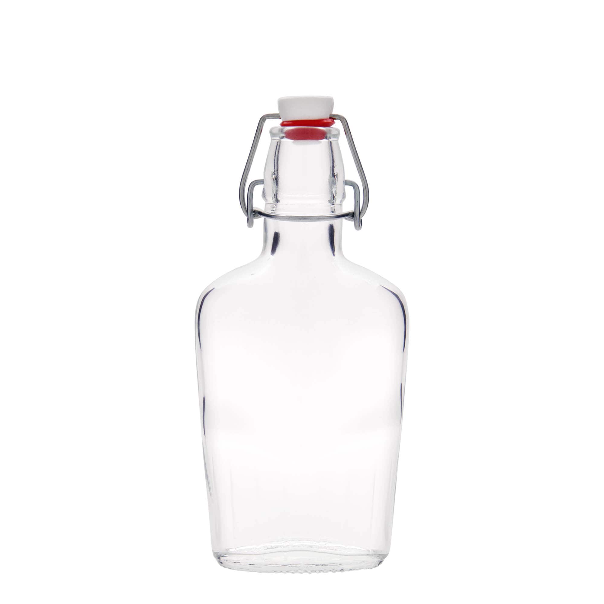 250 ml butelka szklana 'Fiaschetta', owalna, zamknięcie: Zamknięcie pałąkowe