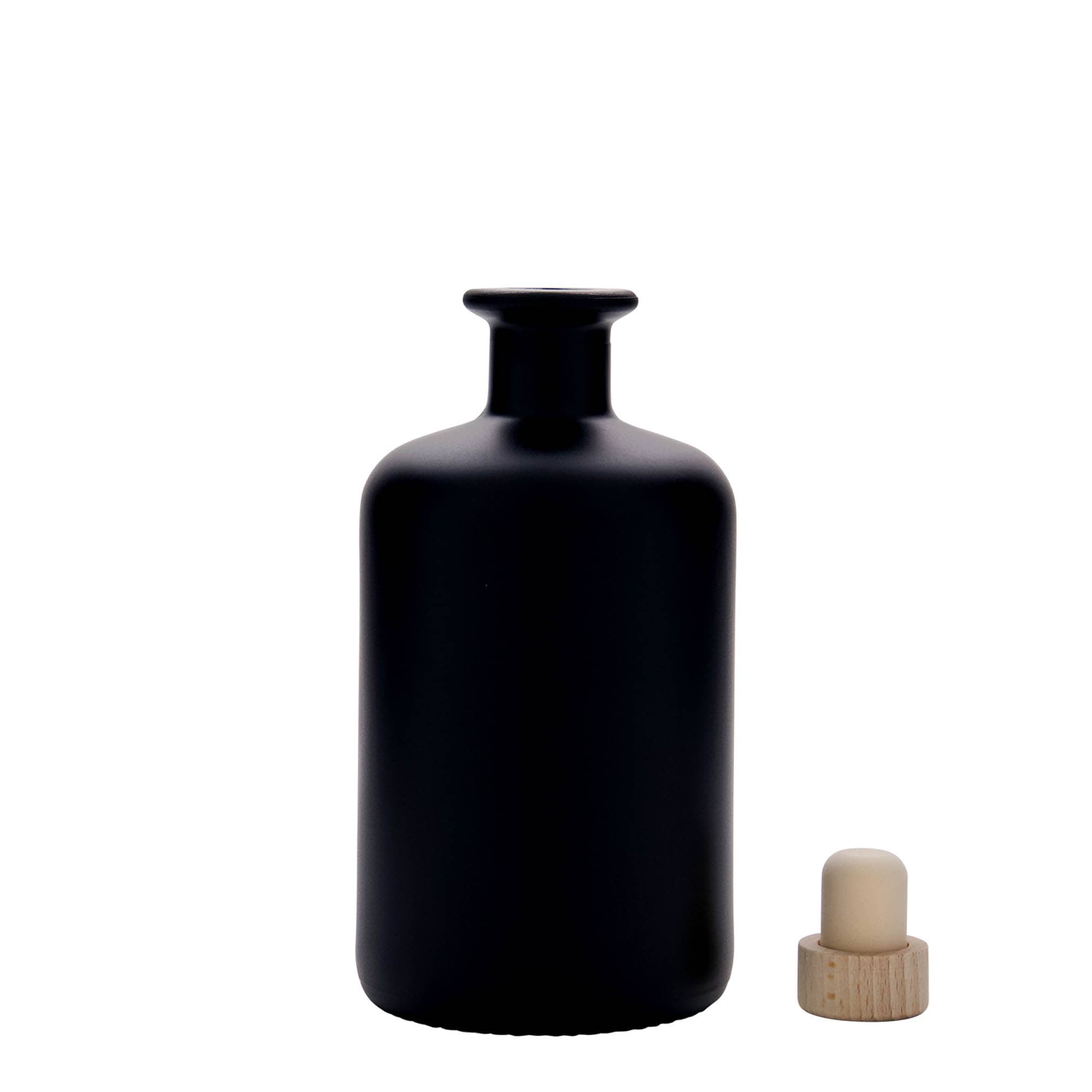 500 ml butelka szklana aptekarska, czarna, szyjka: korek