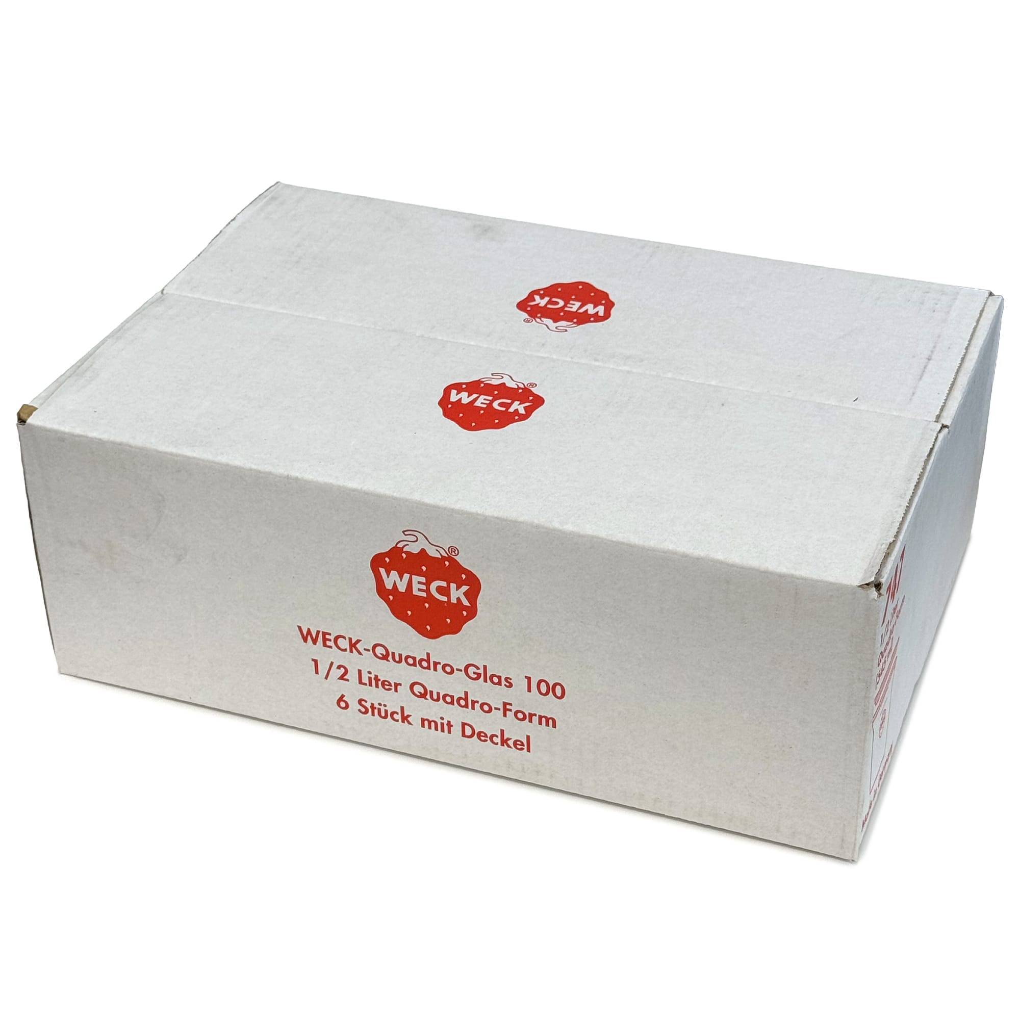6x 545 ml WECK-Quadroglas z szklanym wieczkiem RR 100