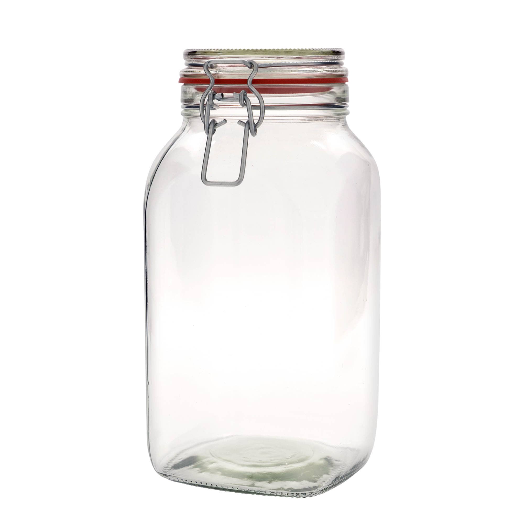 2.590 ml słoik ze szklanym zamknięciem drucianym #, kwadratowy, otwór: zamknięcie druciane