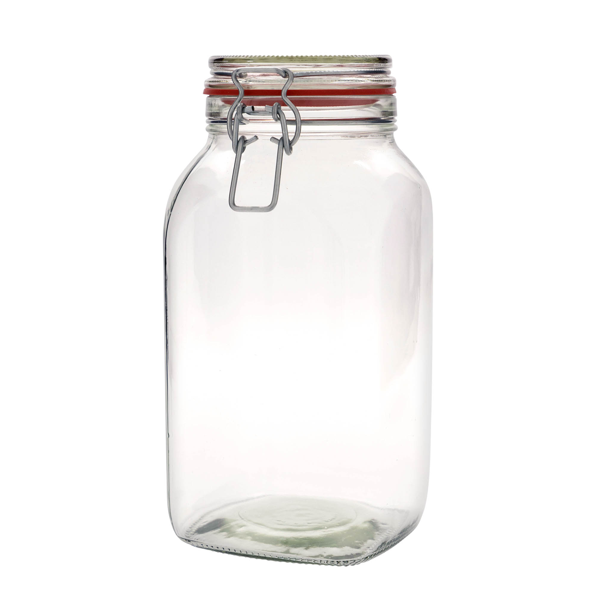 2.590 ml słoik ze szklanym zamknięciem drucianym #, kwadratowy, otwór: zamknięcie druciane