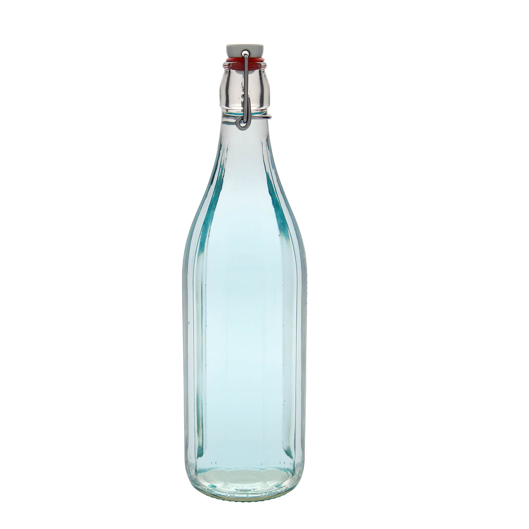 1.000 ml butelka szklana 'Bravo' #, dziesięciokątna, otwór: zamknięcie na klamrę