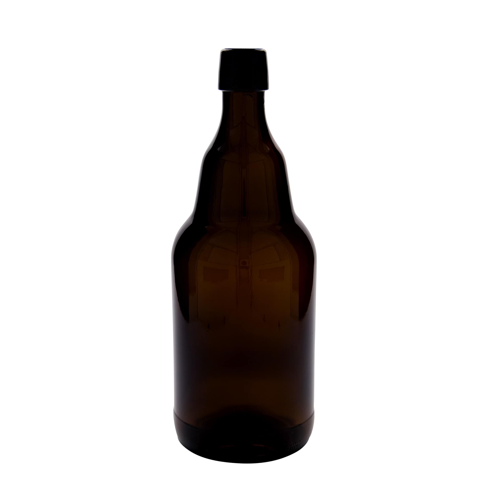 Butelka piwa 2.000 ml, szkło, brązowa, szyjka: zamknięcie na klips