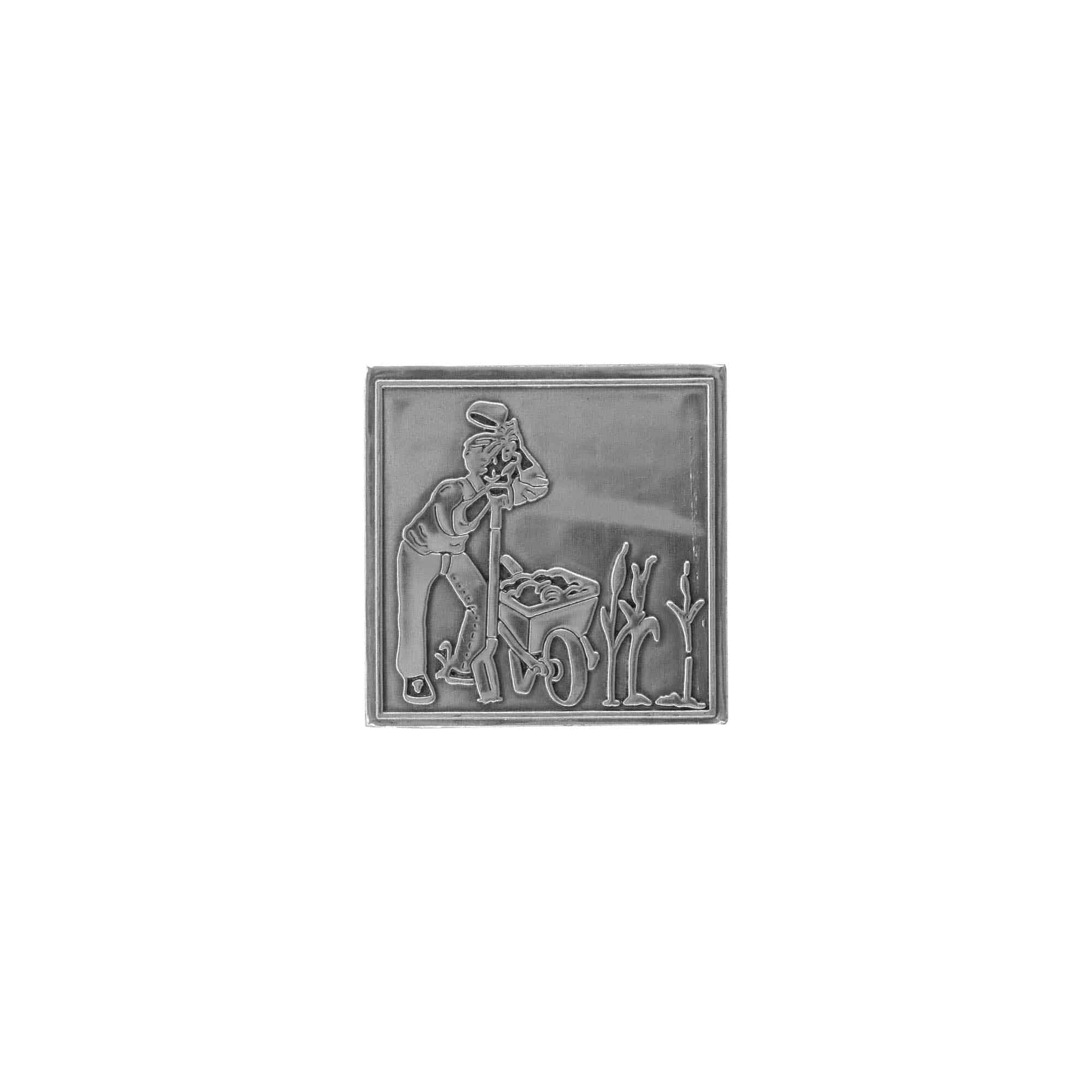 Etykieta cynowa 'Ogrodnik', kwadratowa, metal, kolor srebrny