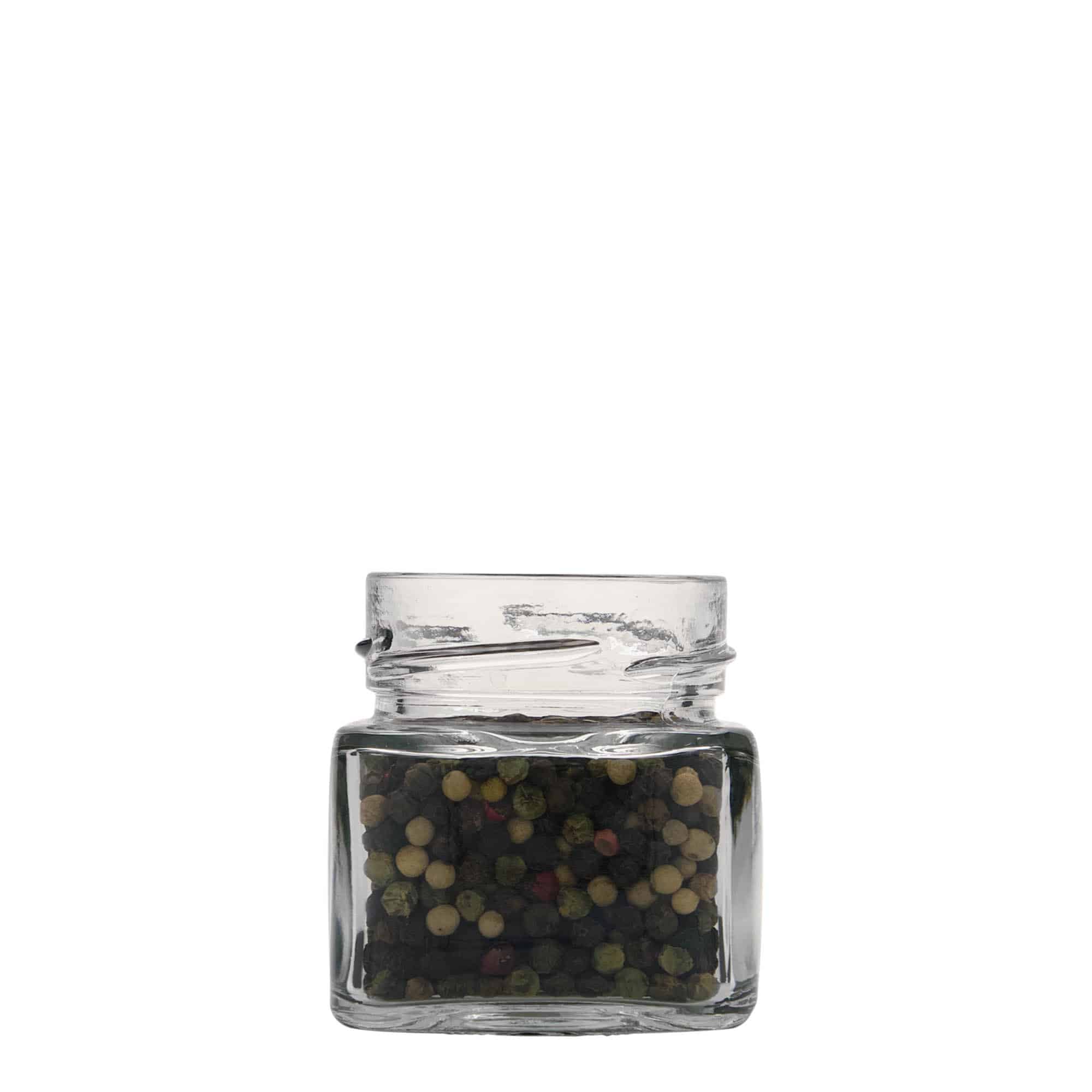 106 ml szklany pojemnik kwadratowy 'Ikarus', otwór: Deep-Twist-Off (DTO 58)