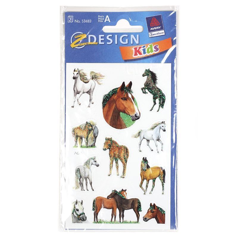 Naklejki Zweckform „Konie”, papier, wielokolorowe Naklejki Zweckform „Konie”, papier, wielokolorowe
