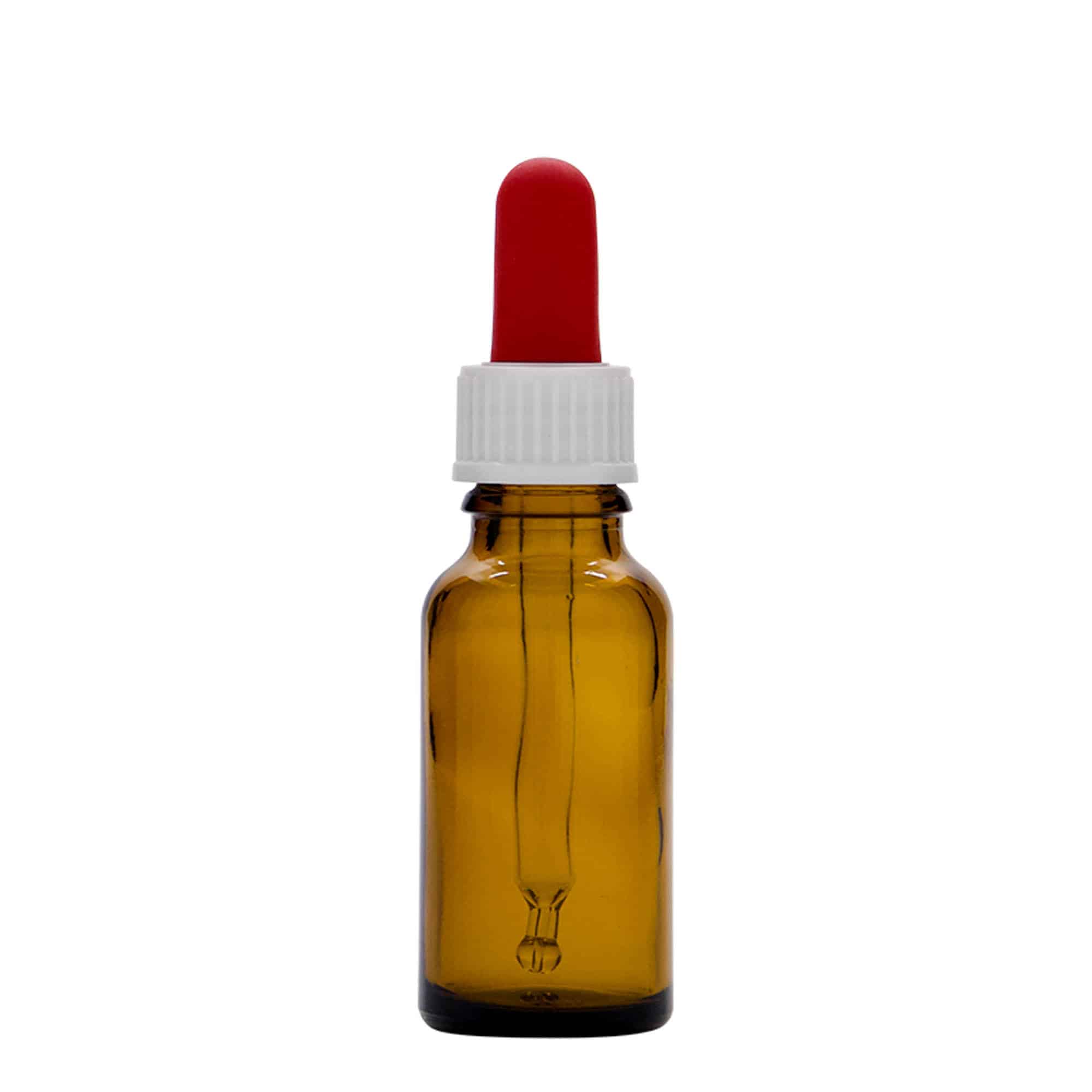 20 ml butelka farmaceutyczna z pipetą, szkło, kolor brązowy, zamknięcie: DIN 18