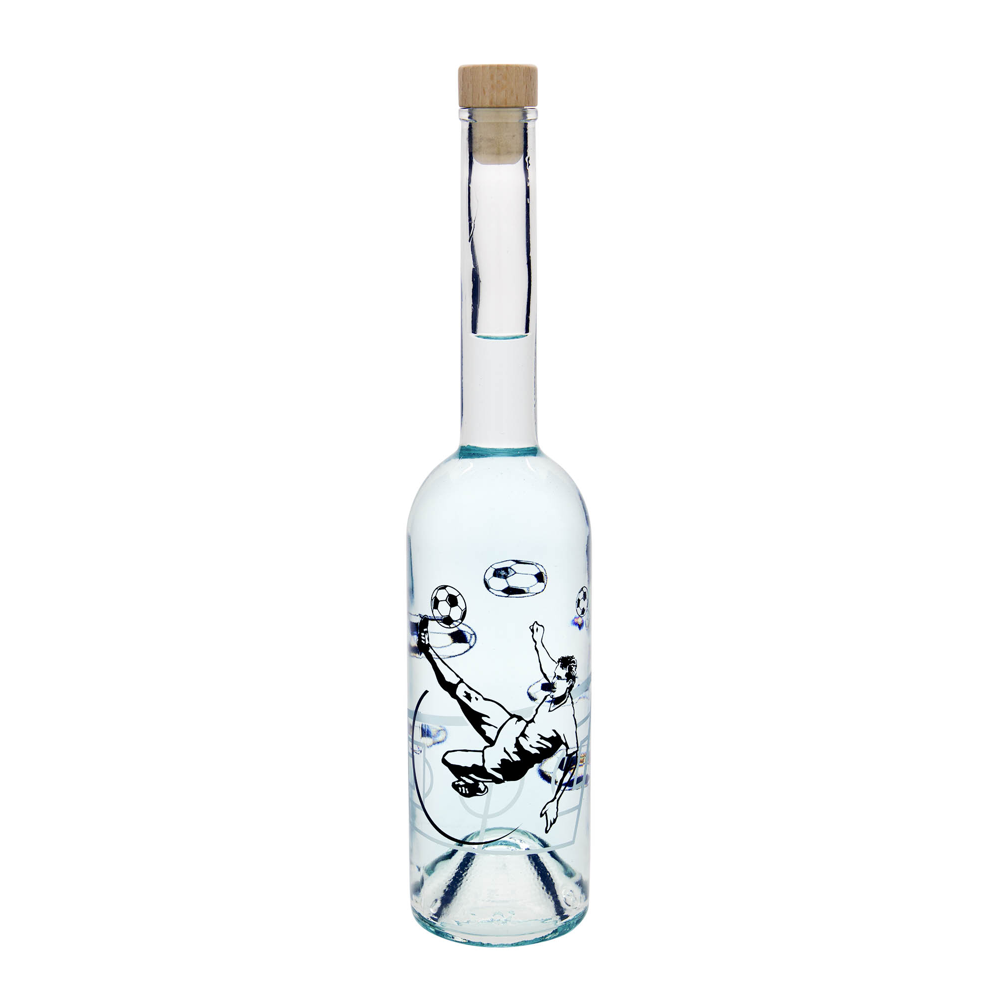 Butelka szklana 500 ml 'Opera', motyw: piłkarz, korek Butelka szklana 500 ml 'Opera', motyw: piłkarz, korek