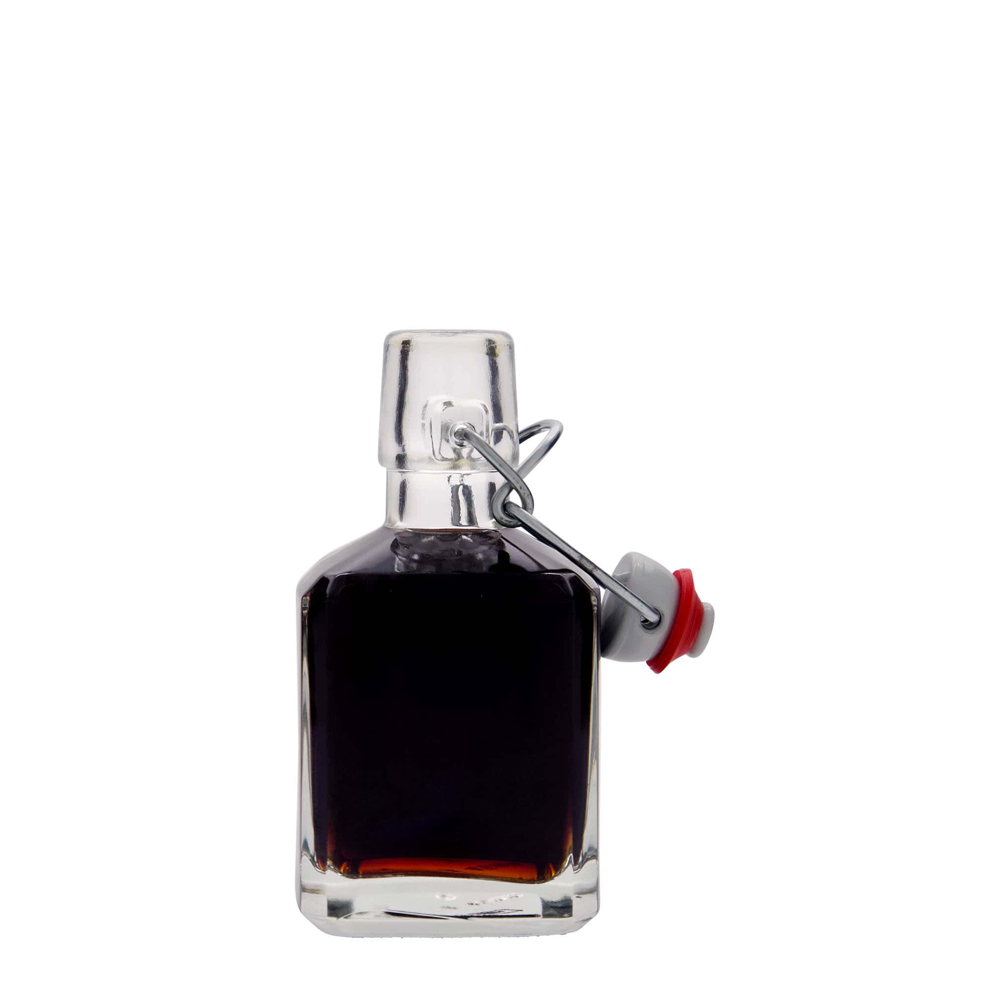 200 ml butelka szklana 'Kubica', kwadratowa, zamknięcie: Zamknięcie pałąkowe
