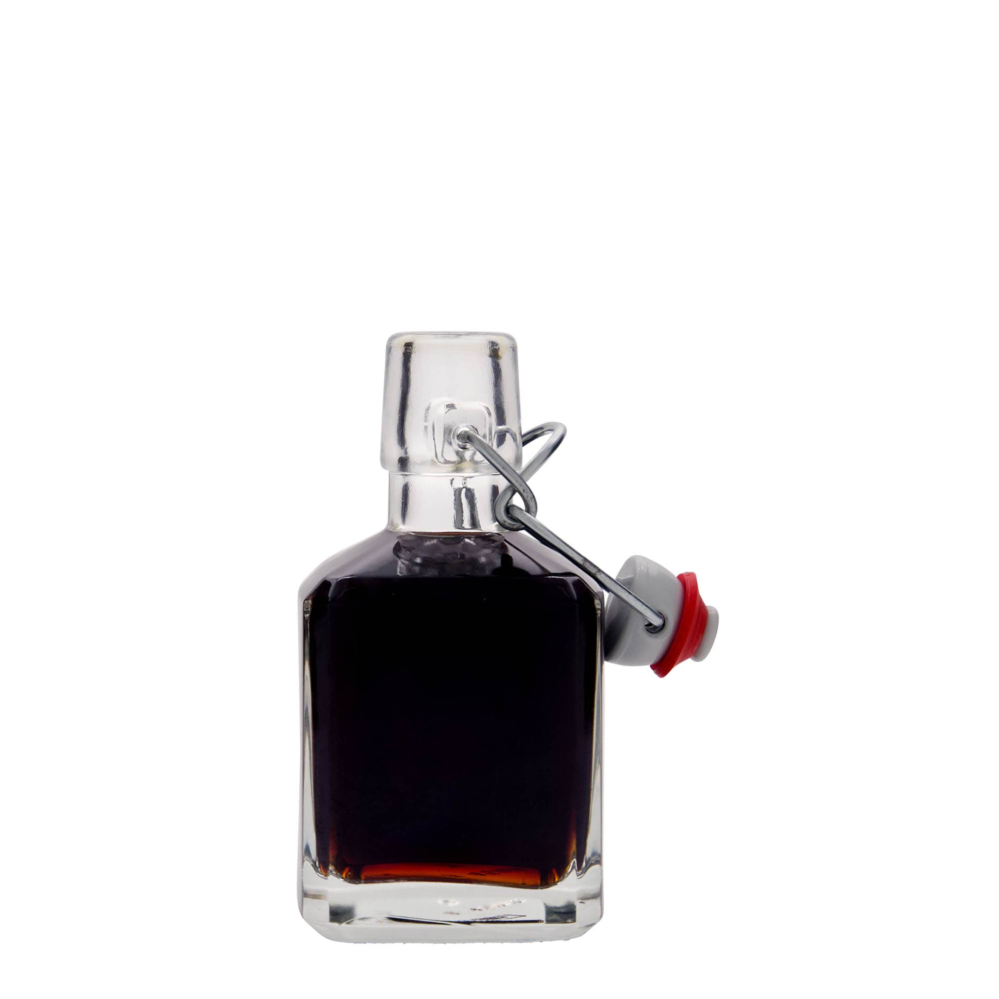 200 ml szklana butelka „Kubica”, kwadratowa, otwór: zamknięcie na zatrzask