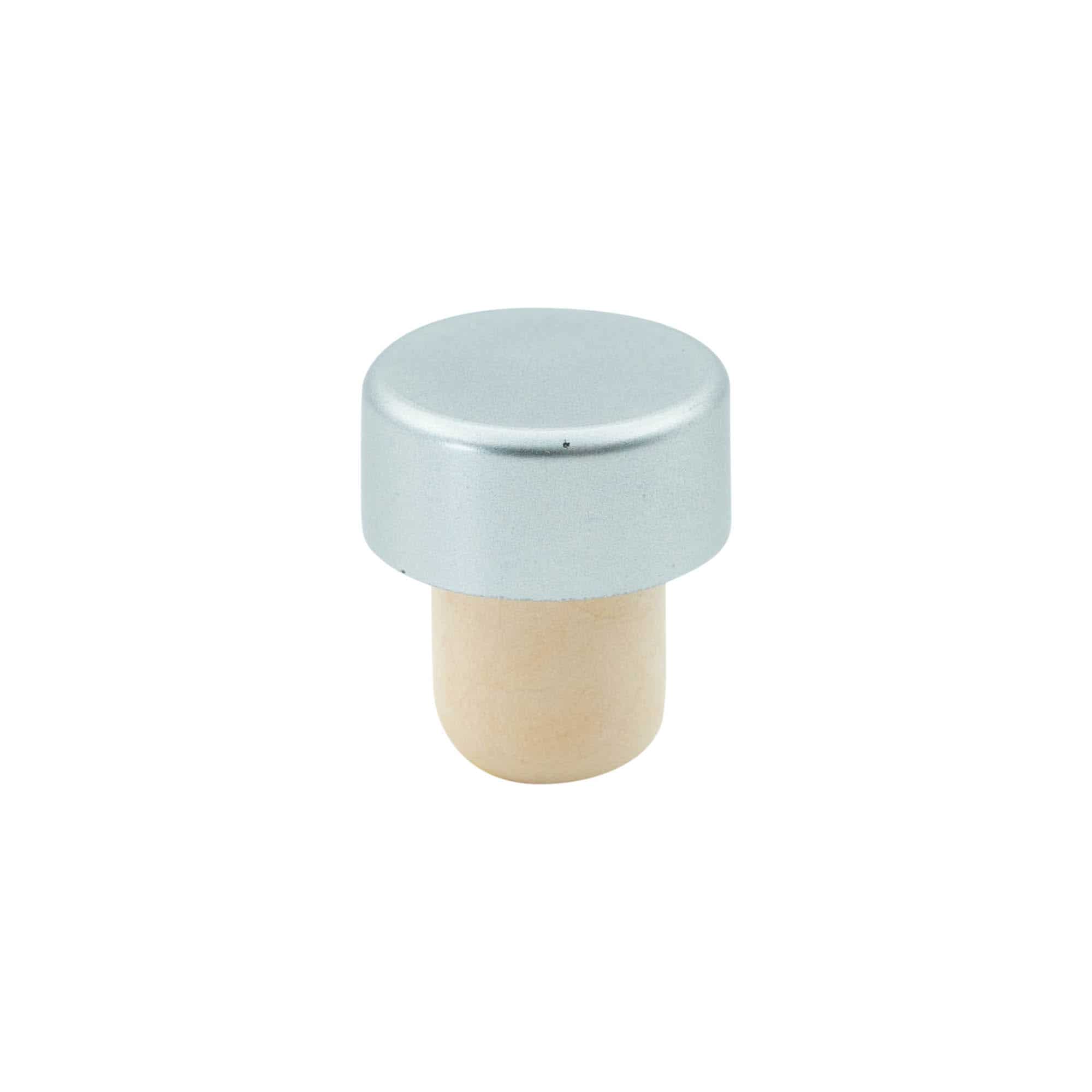 Korek z uchwytem 19 mm, tworzywo sztuczne, kolor srebrny, do zamknięcia: korek Korek z uchwytem 19 mm, tworzywo sztuczne, kolor srebrny, do zamknięcia: korek