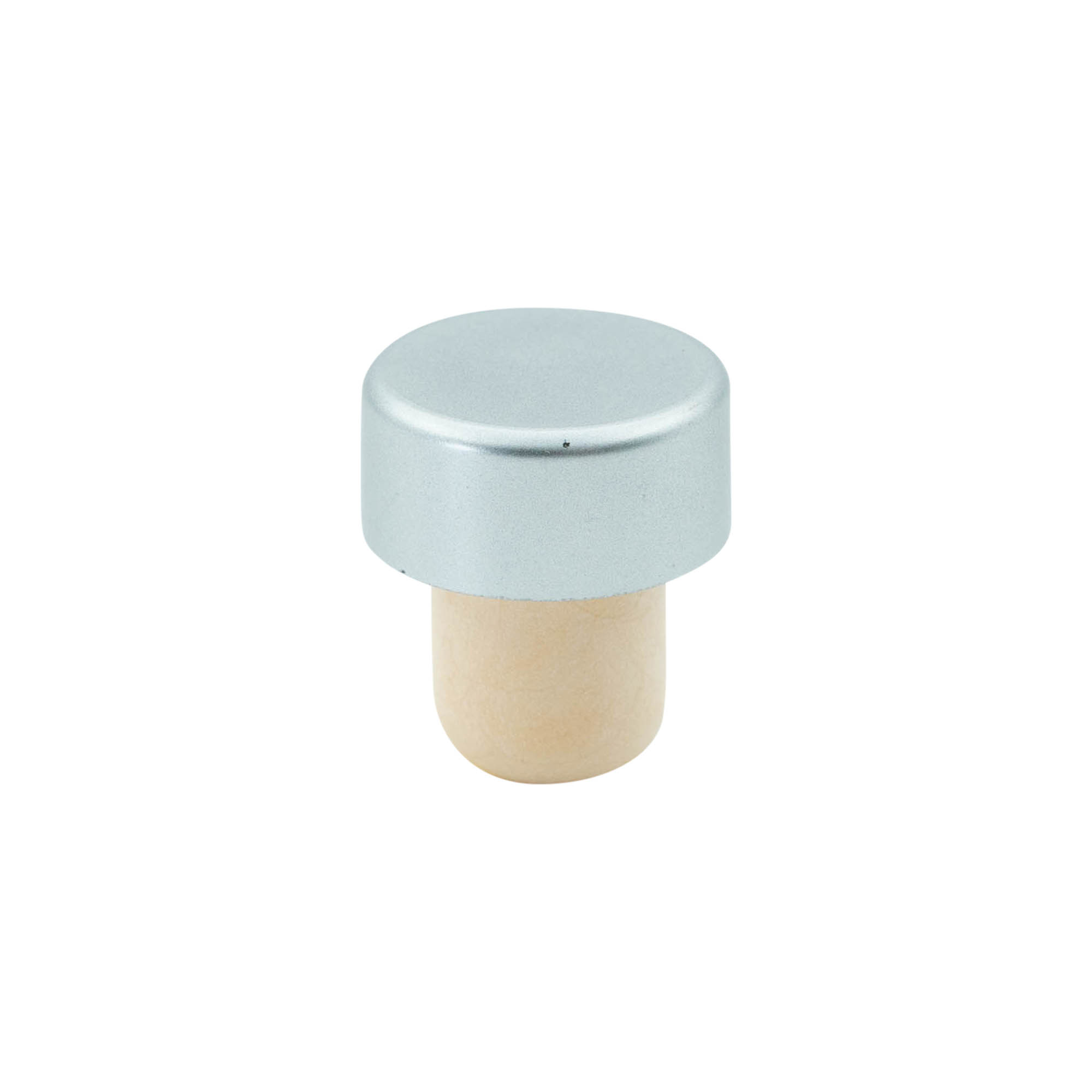 Korek z uchwytem 19 mm, tworzywo sztuczne, srebrny, do otworu: korek Korek z uchwytem 19 mm, tworzywo sztuczne, srebrny, do otworu: korek