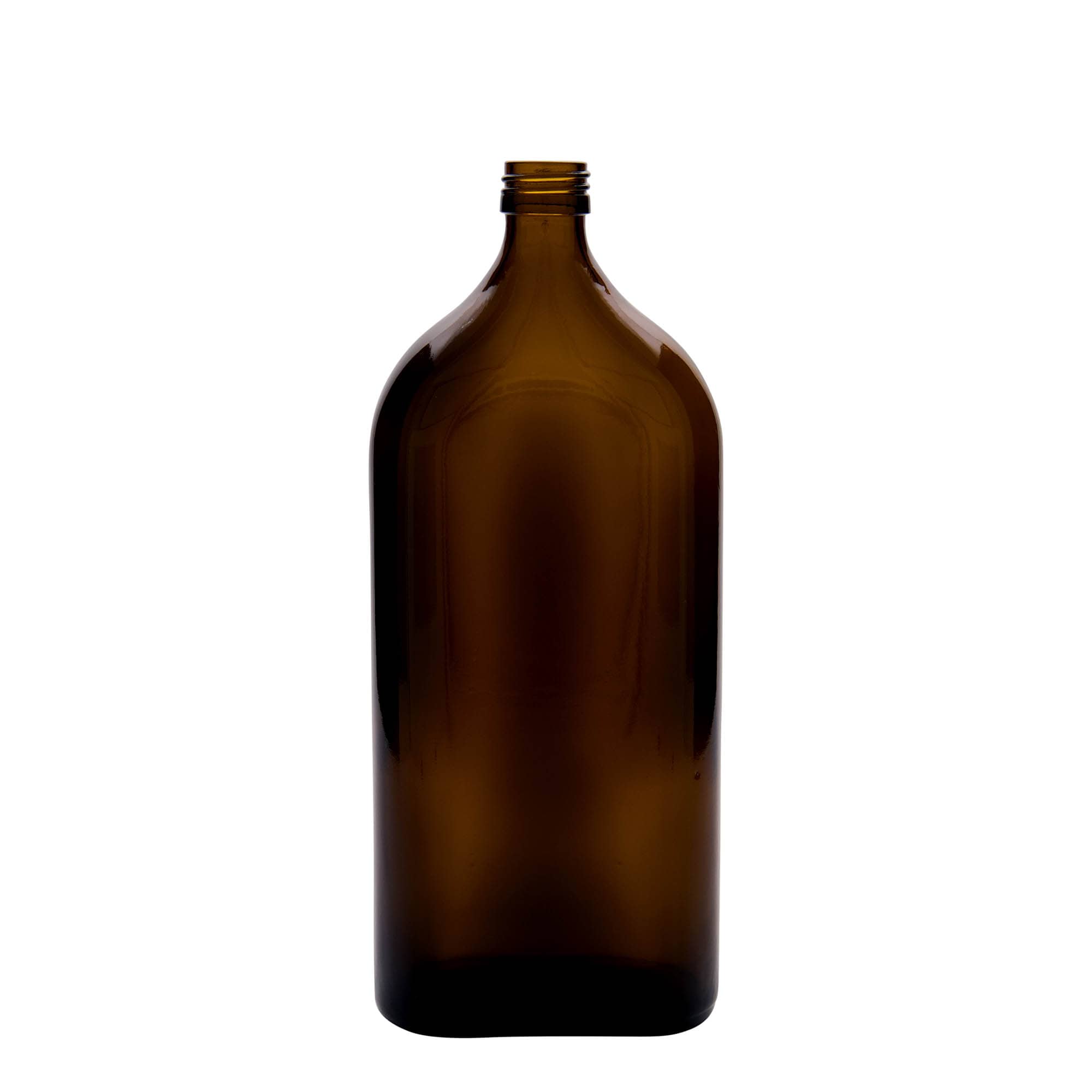 1.000 ml butelka medyczna Meplat, owalna, szkło, brązowa, szyjka: PP 28