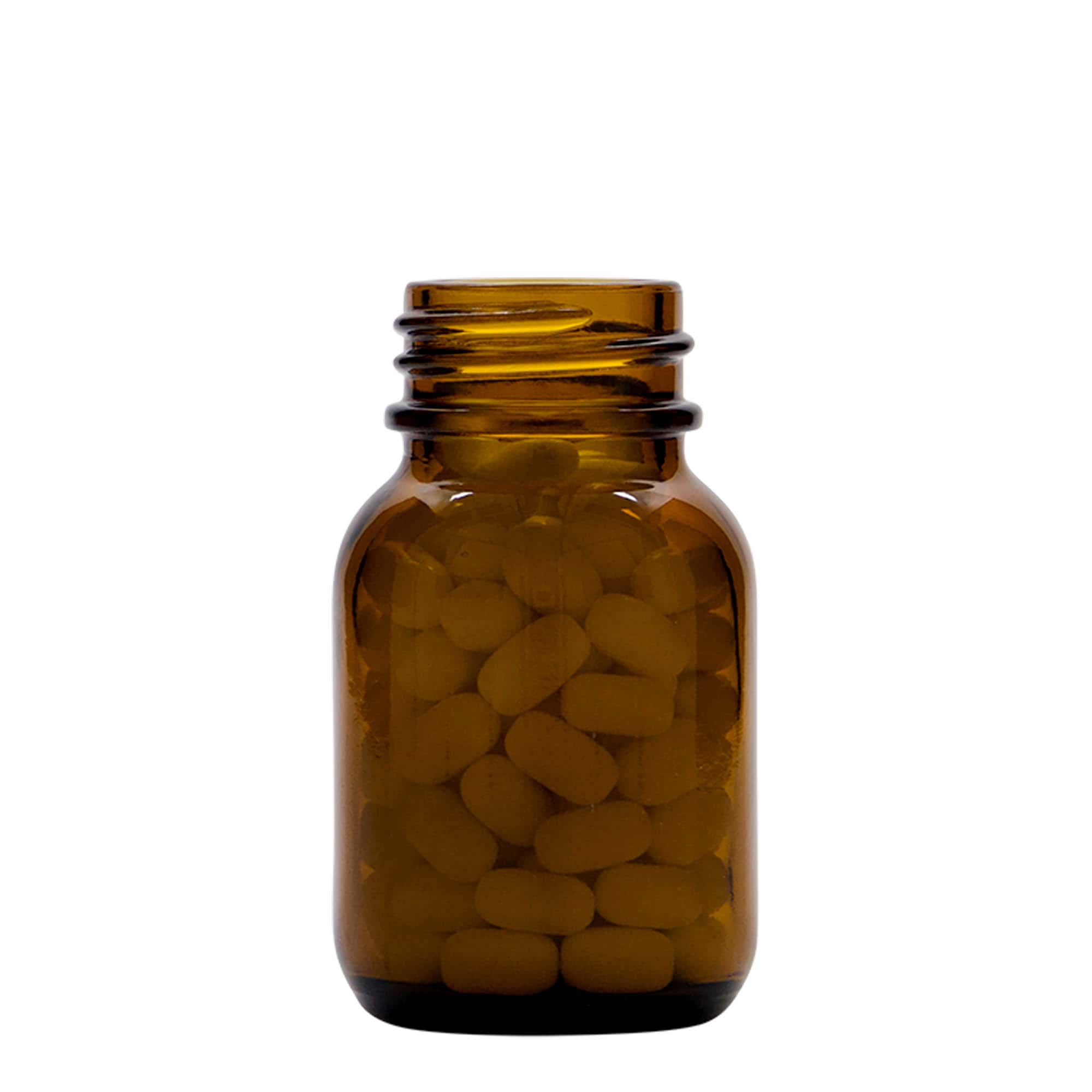 50 ml słoik z szeroką szyjką, brązowy, otwór: DIN 32 50 ml słoik z szeroką szyjką, brązowy, otwór: DIN 32