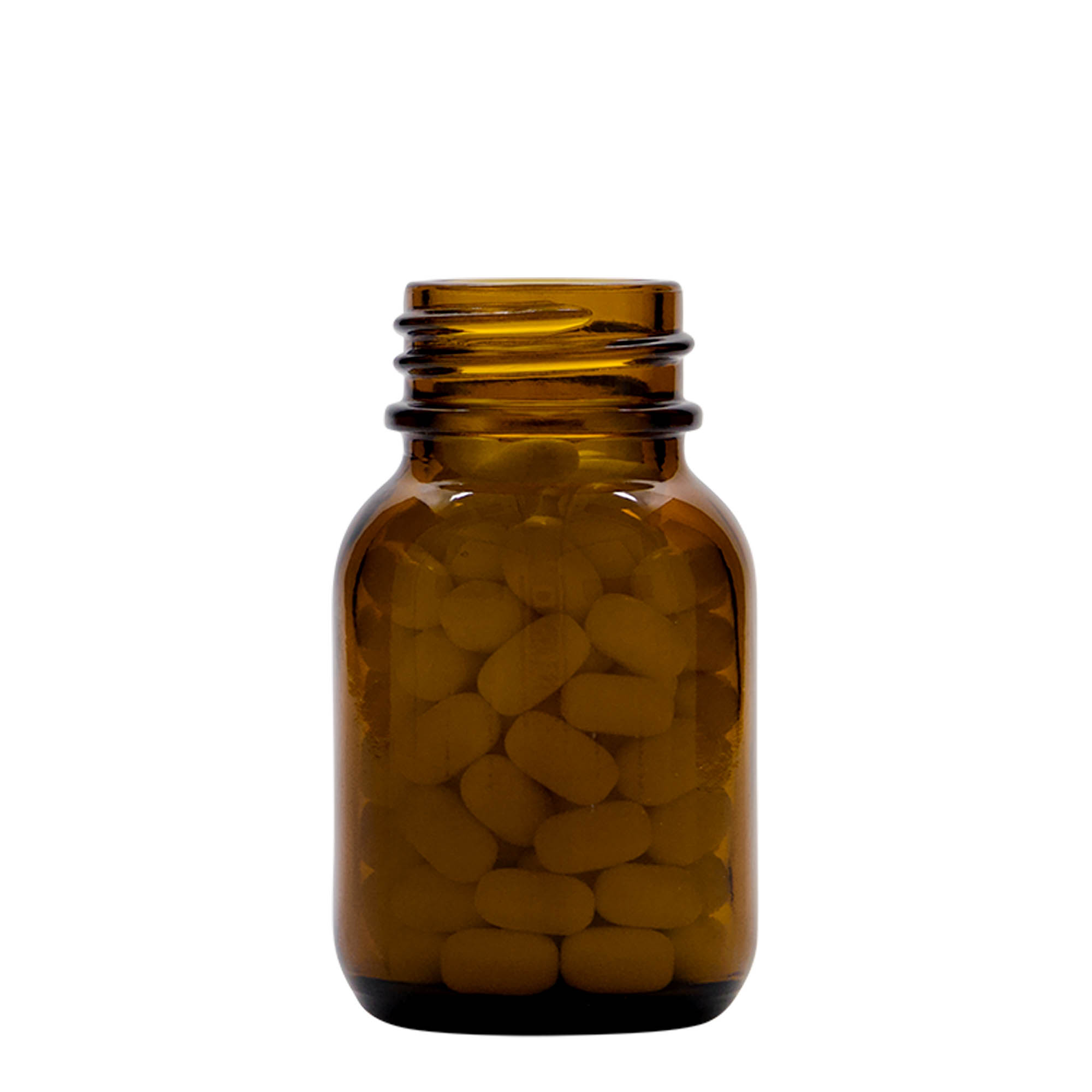 50 ml słoik z szeroką szyjką, brązowy, otwór: DIN 32 50 ml słoik z szeroką szyjką, brązowy, otwór: DIN 32