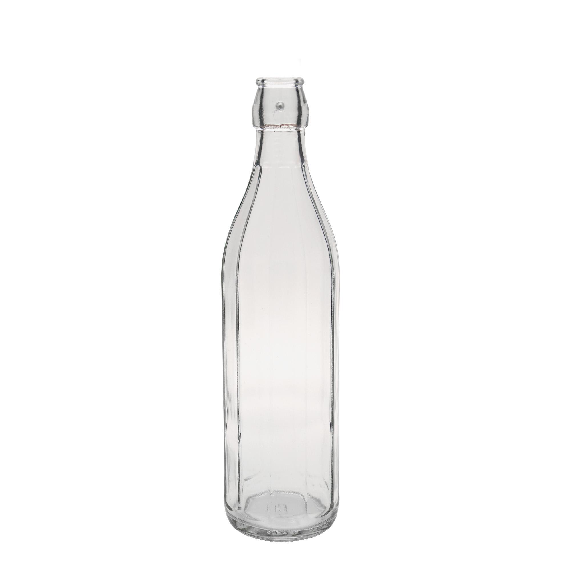750 ml butelka szklana 'Bravo', dziesięciokątna, wylot: zamknięcie na klamrę